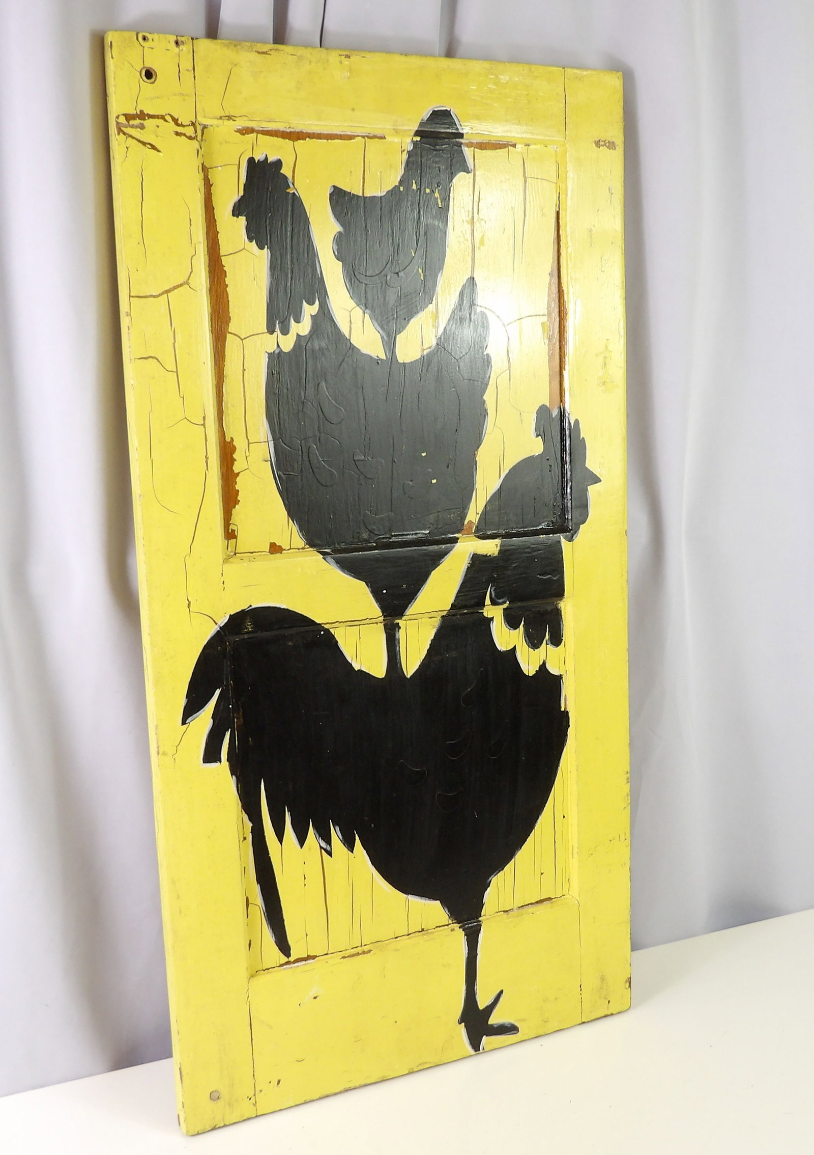 Rustic Hand Painted Wooden Panel, Chickens (1 of 4)