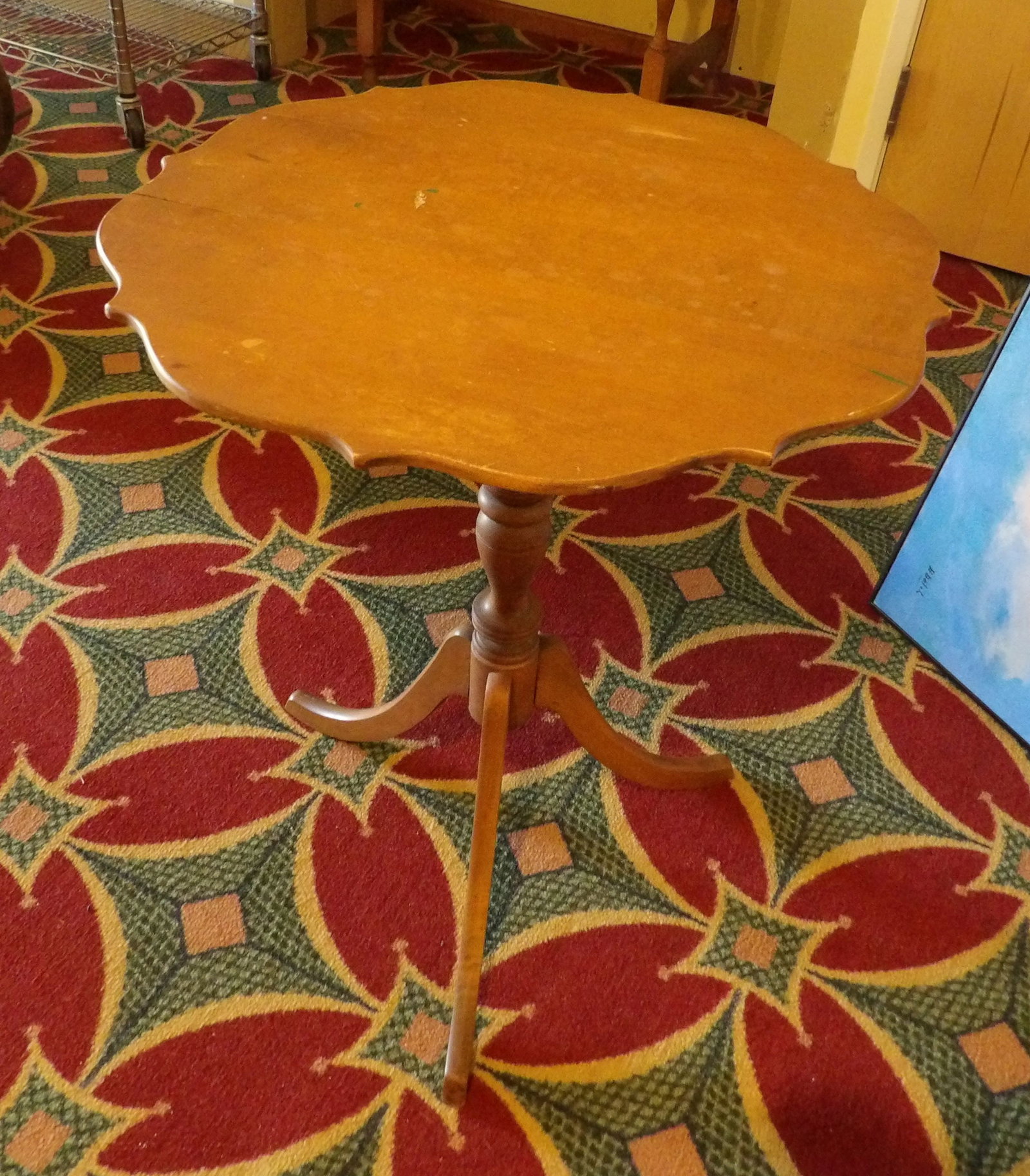 Vintage Pedestal Tripod Base Side Table (1 of 5)