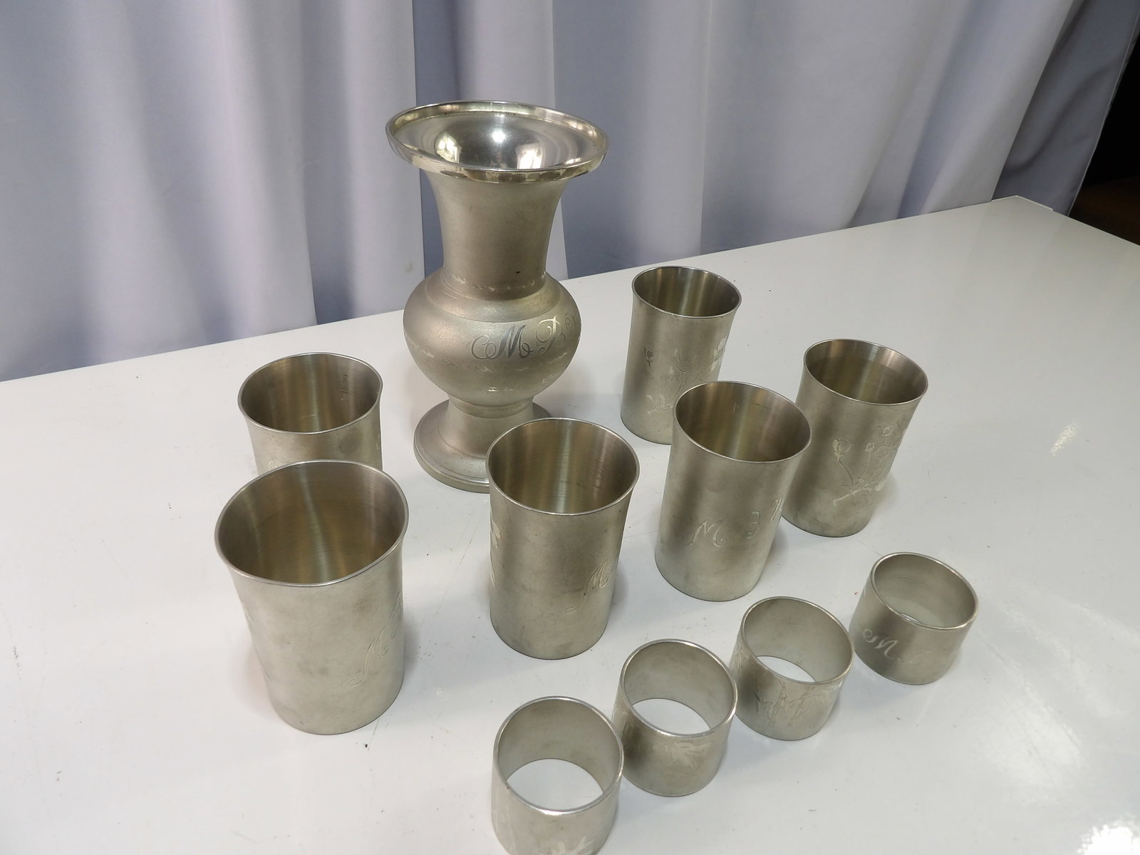 Vintage Pewter Goblets and Napkin Rings (1 of 3)