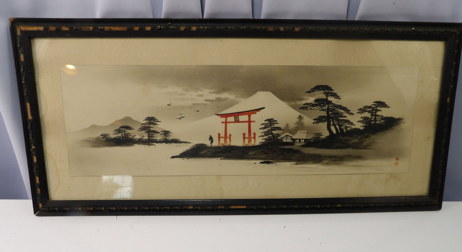 Antique Japanese Ink Wash Painting of Mount Fuji (1 of 4)