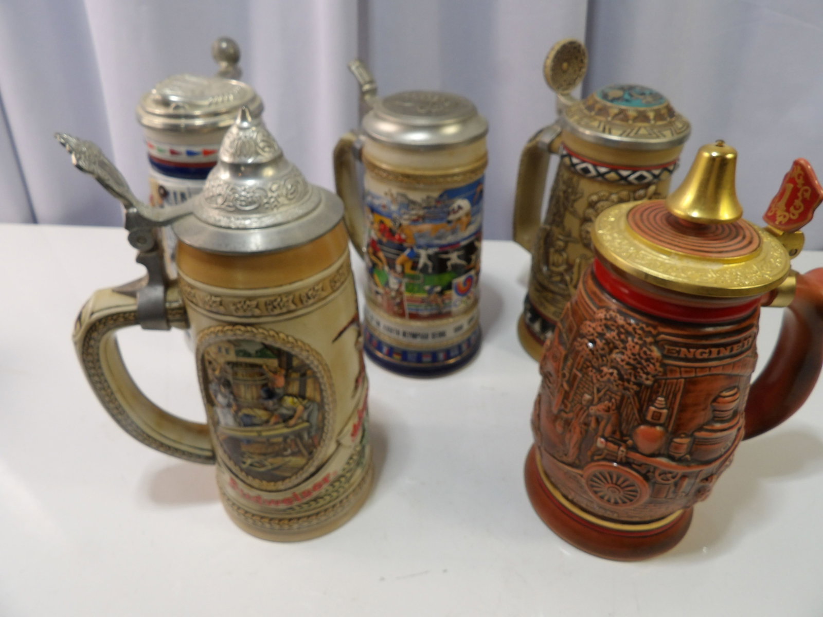 5 PCS.-Vintage Ceramic Beer Steins (1 of 5)