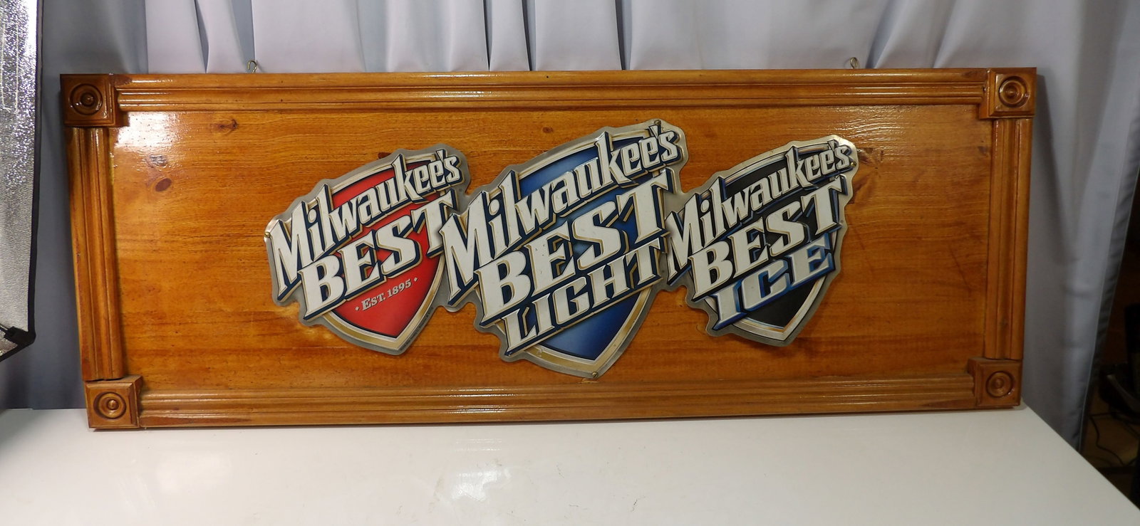 Milwaukee Best Beer Sign: Custom Wood 18" X 48" Milwaukee's Best Beer Sign. All measurements approximate. Please see photos for condition and details. Selling as is from 04281.