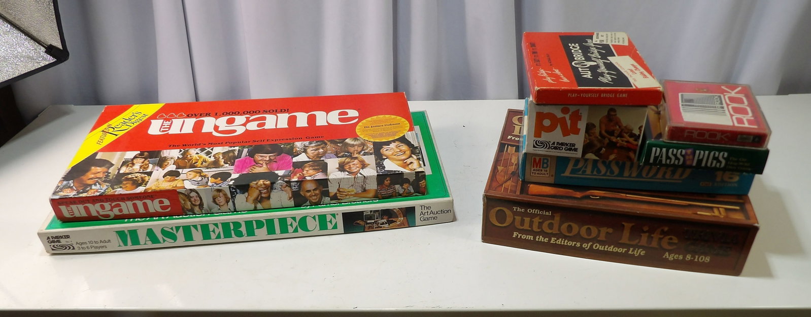 Lot of 8 Board and Card Games: Lot of 8 Vintage Board and Card Games. Very Good Condition. All measurements approximate. Please see photos for condition and details. Selling as is from 04281.