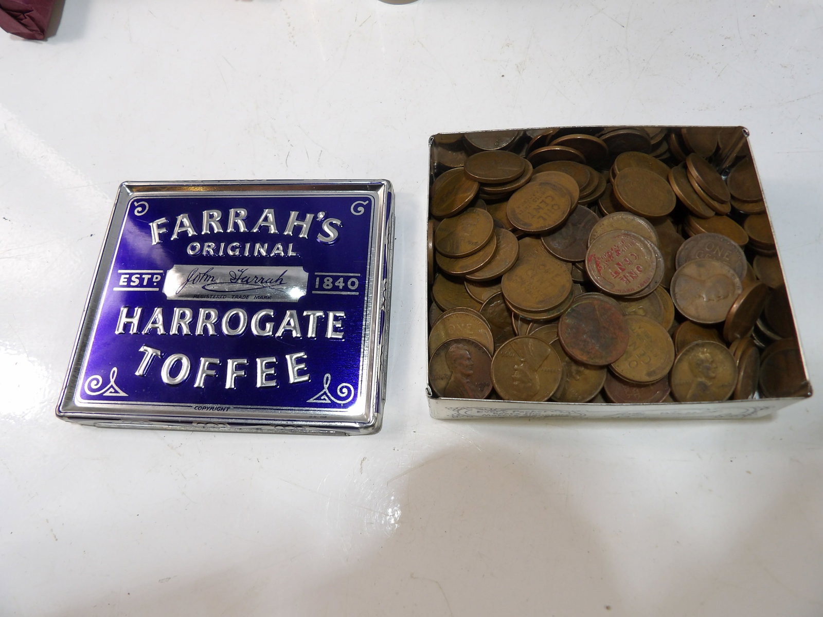 Toffee Tin Full of Early Wheat Pennies (1 of 3)