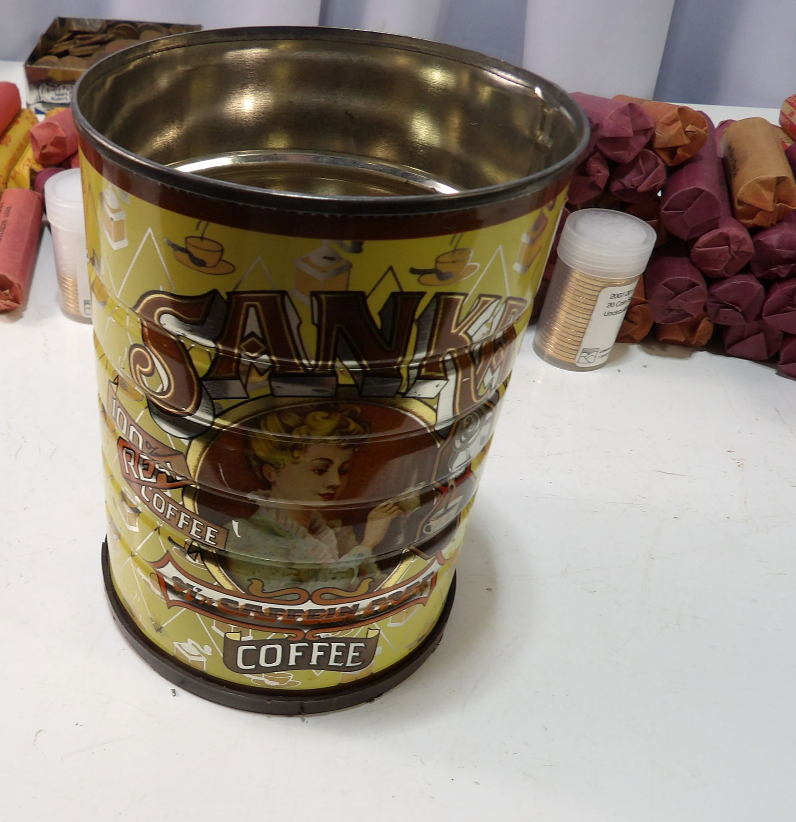 Half of a Coffee Can Full of Early Wheat Pennies: Half of a Coffee Can Full of Early Wheat Pennies. All measurements approximate. Please see photos for condition and details. Selling as is from 04281.