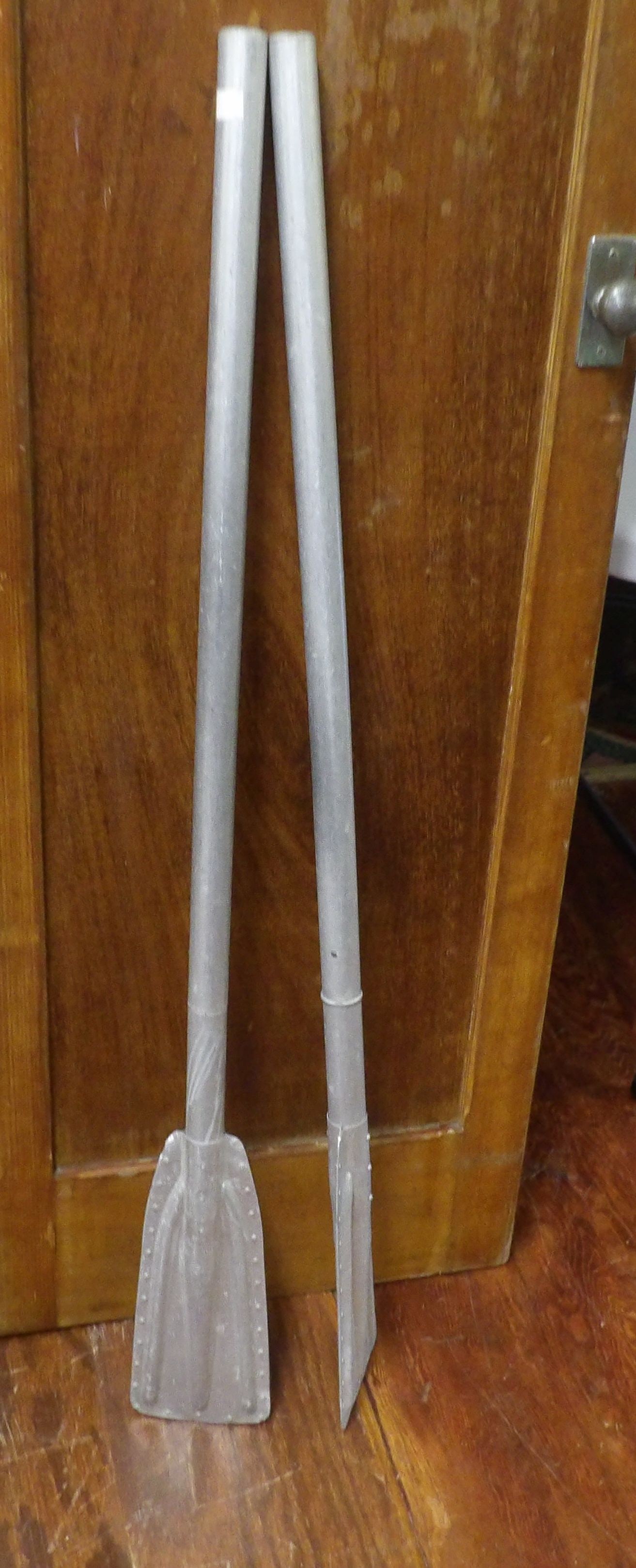 Pair of 45" Aluminum Paddles: Pair of 45" Aluminum Paddles. All measurements approximate. Please see photos for condition and details. Selling as is from 04281.