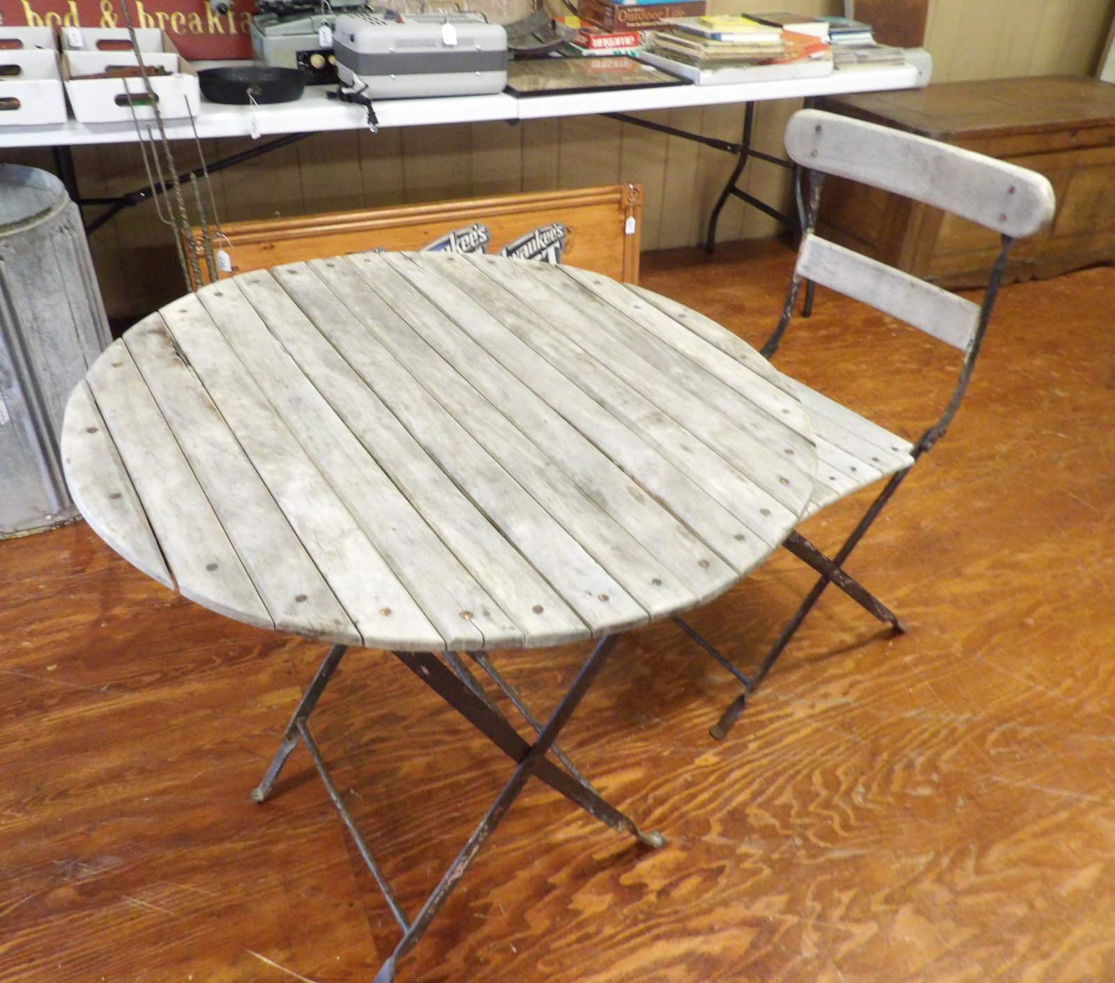Vintage Weathered Patio Table and Chair (1 of 4)