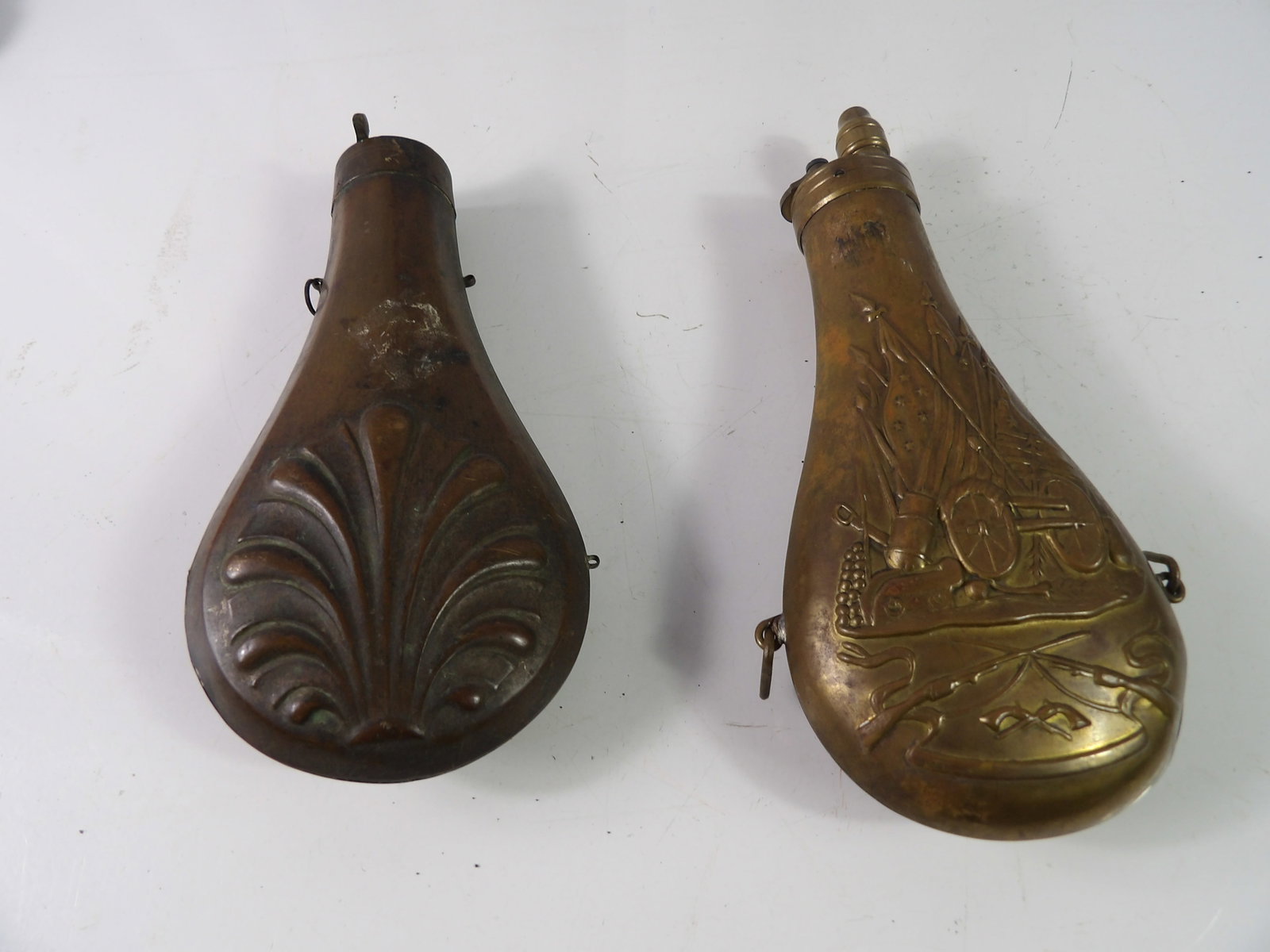 Pair of Brass Powder Flasks (1 of 5)