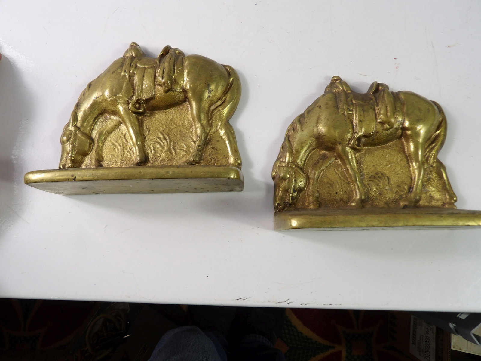 Vintage Bronze Grazing Horse Bookends (1 of 5)