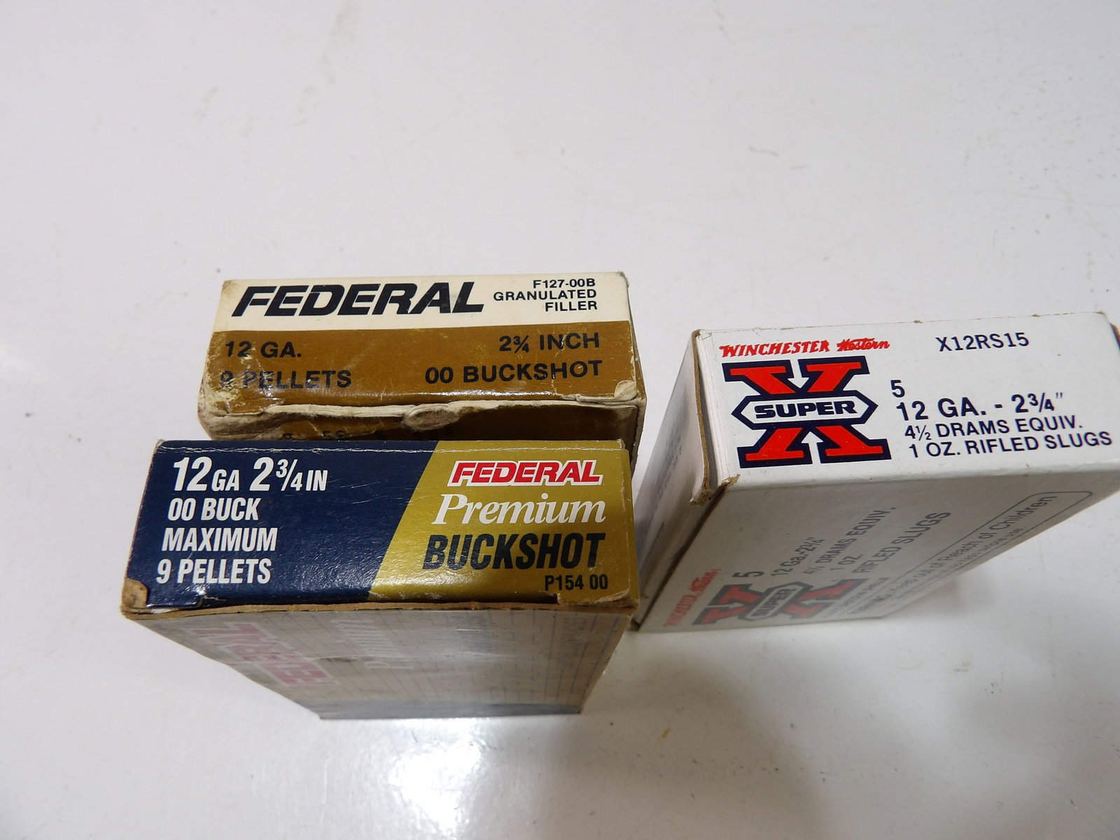Three 5 Count Box 12 GA 2 3/4" Ammo, Buckshot, Slug (1 of 3)