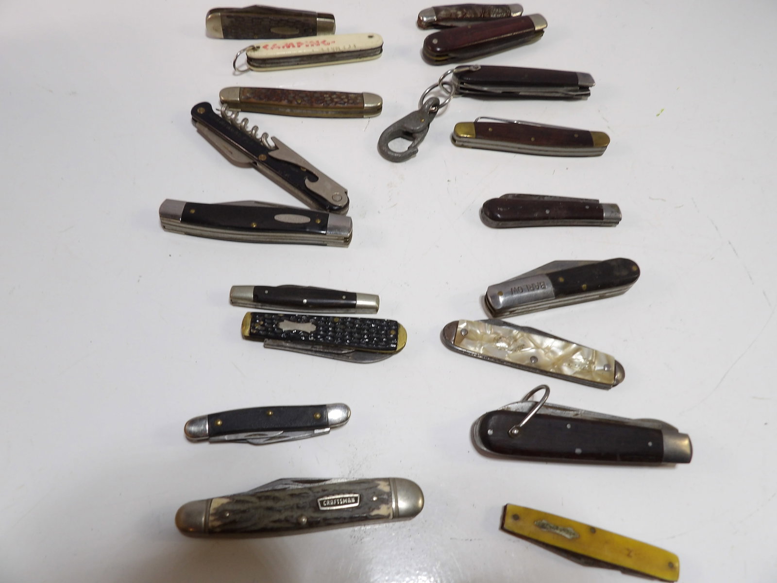 Collection of Vintage Folding Pocket Knives: Collection of 18 Vintage Folding Pocket Knives. All measurements approximate. Please see photos for condition and details. Selling as is from 04281.