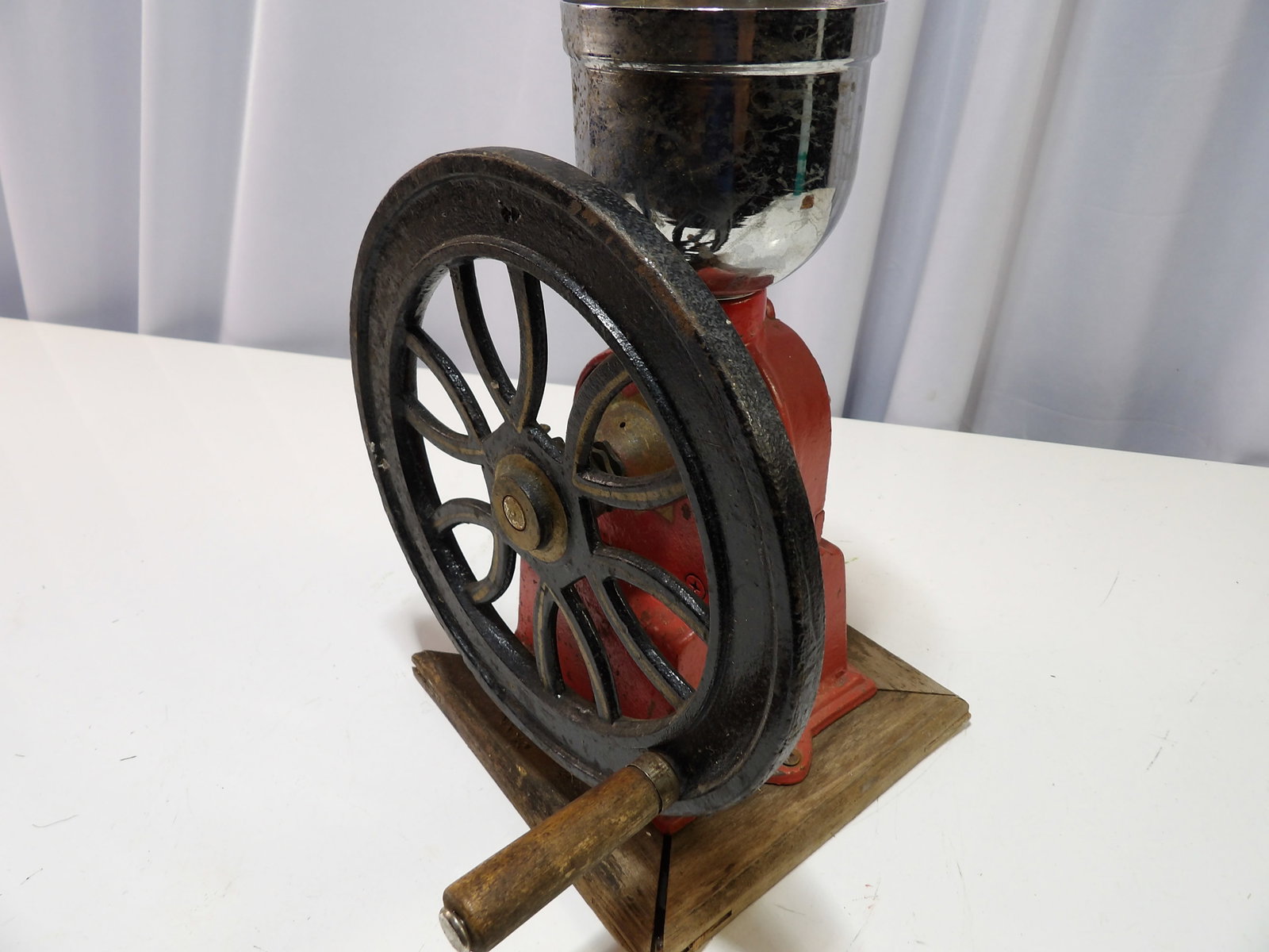 Red Cast Iron Manual Coffee Grinder (1 of 4)