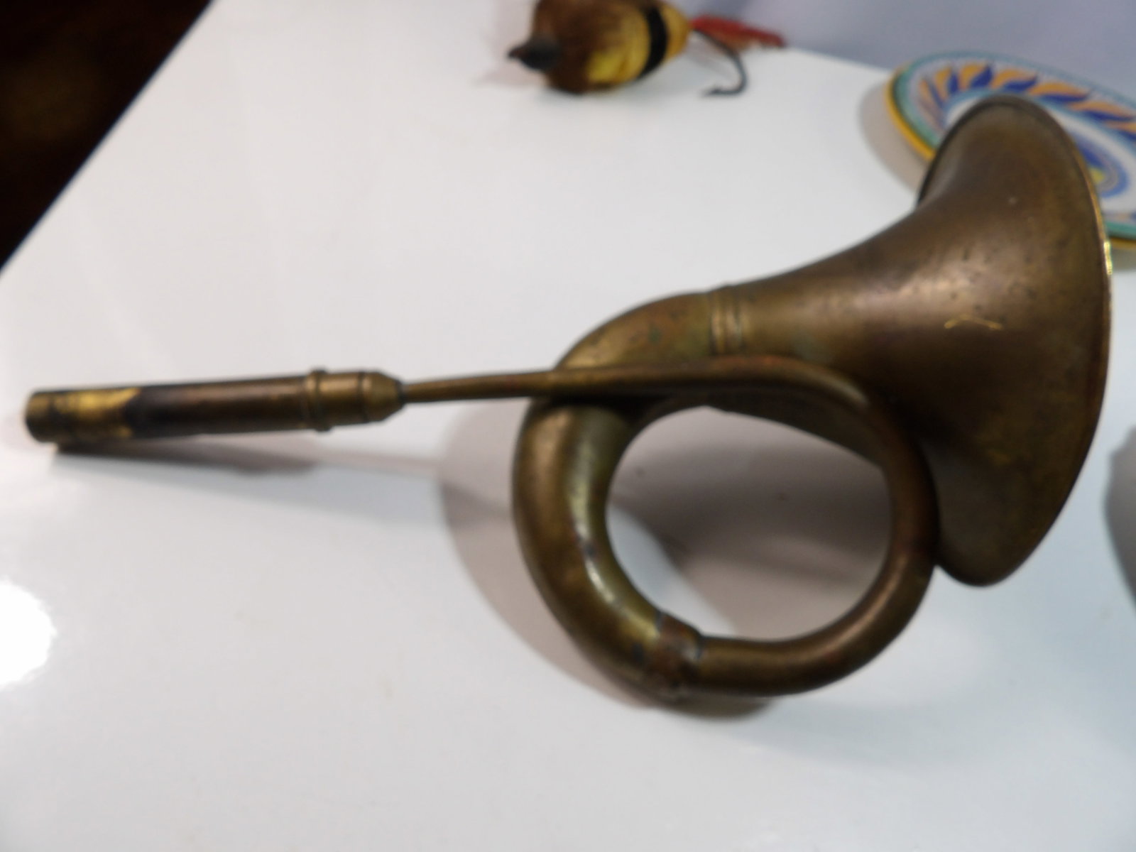 Antique Brass Bulb Automotive Horn: Antique Brass Bulb Automotive Horn. Likely from a Car or Bicycle. All measurements approximate. Please see photos for condition and details. Selling as is from 04281.