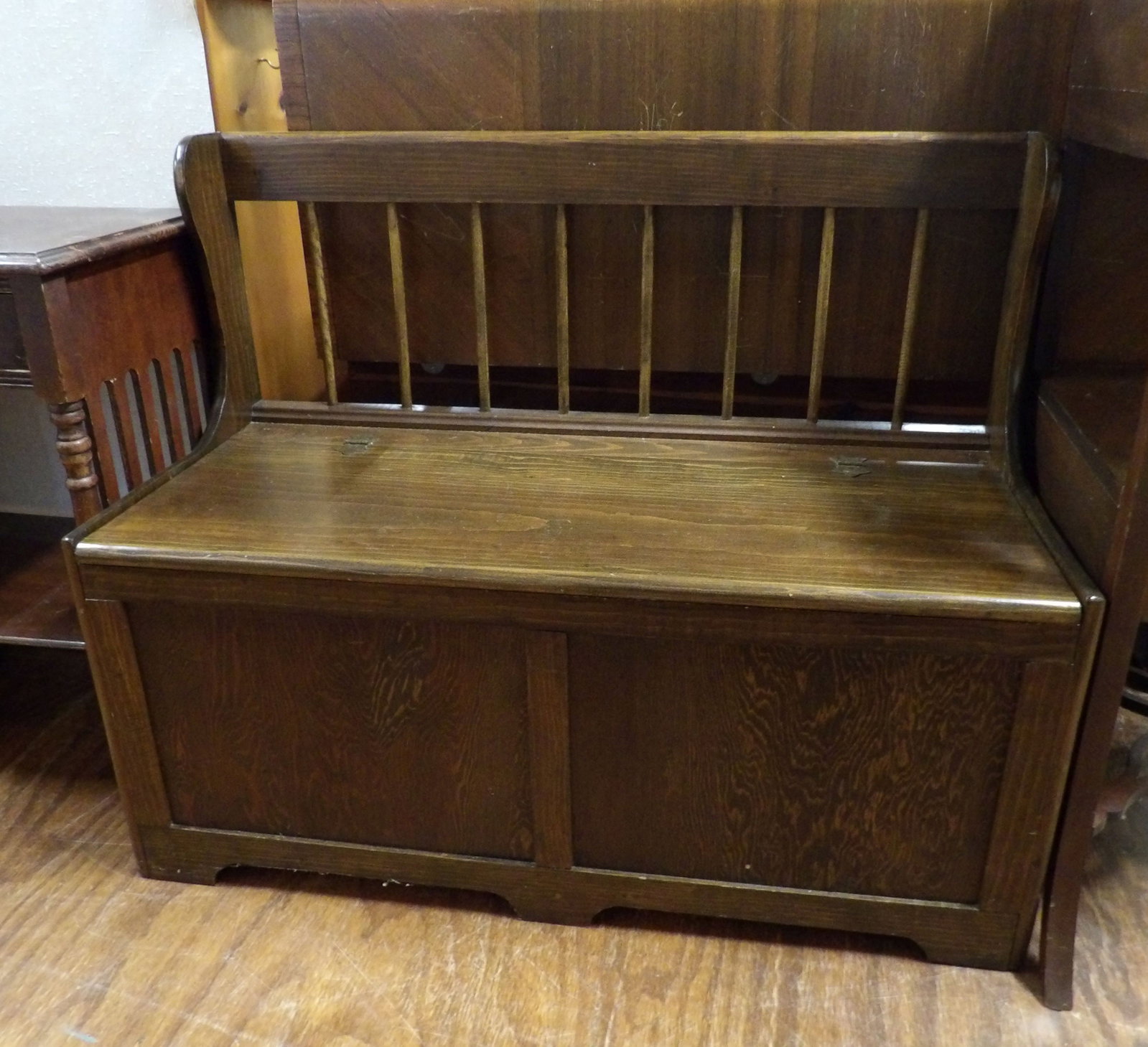 Storage Bench with Spindle Back and Lift Up Lid (1 of 3)