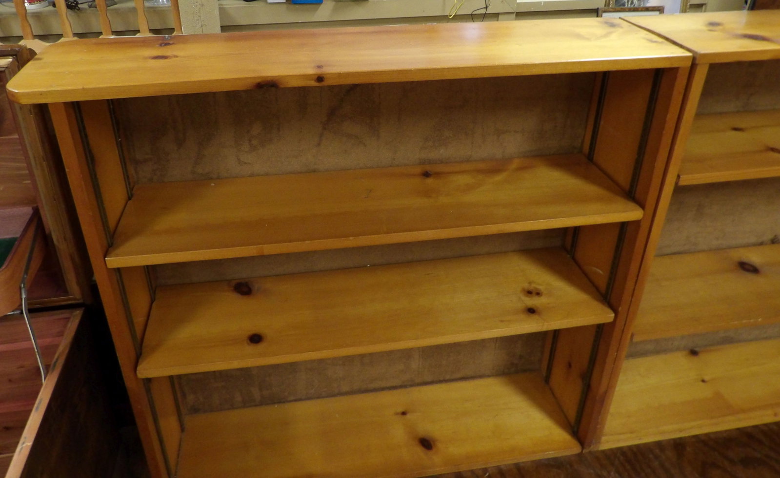 2 Piece Pine Bookcase with Adjustable Shelves - 2
