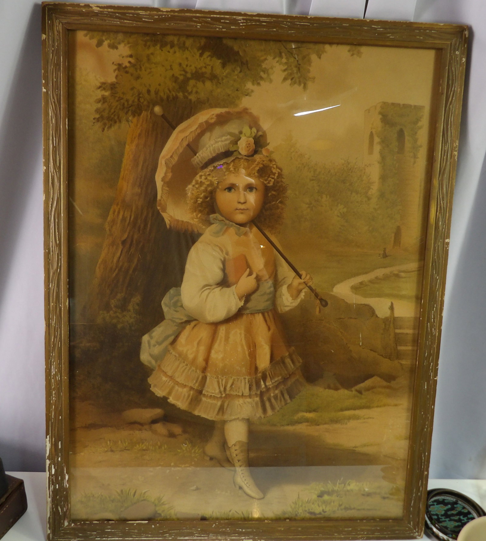 Victorian Chromolithograph Print of Little Girl (1 of 4)