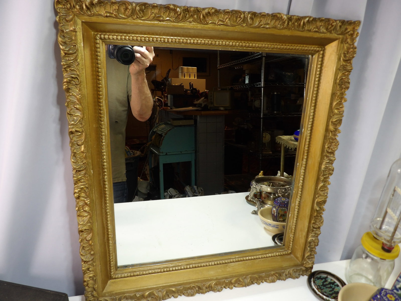Giltwood Wall Mirror with Gesso Frame (1 of 3)