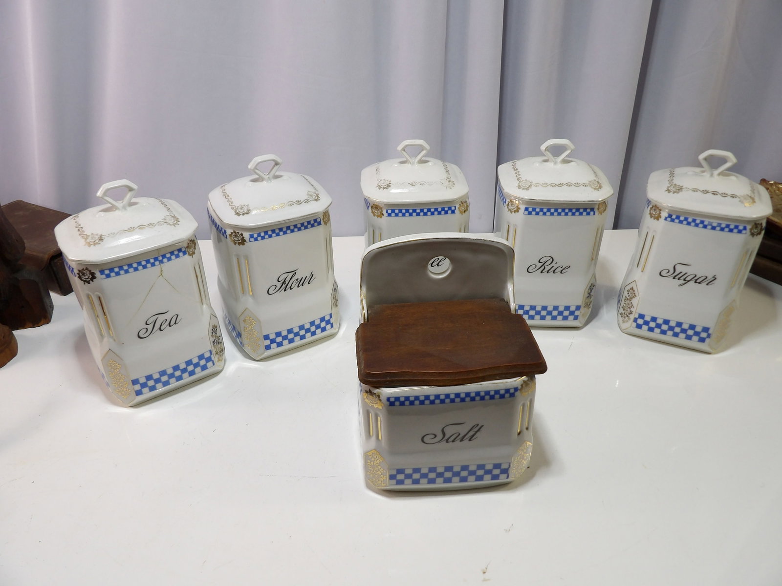 Czechoslovakian Porcelain Lusterware Kitchen Canister Set (1 of 4)