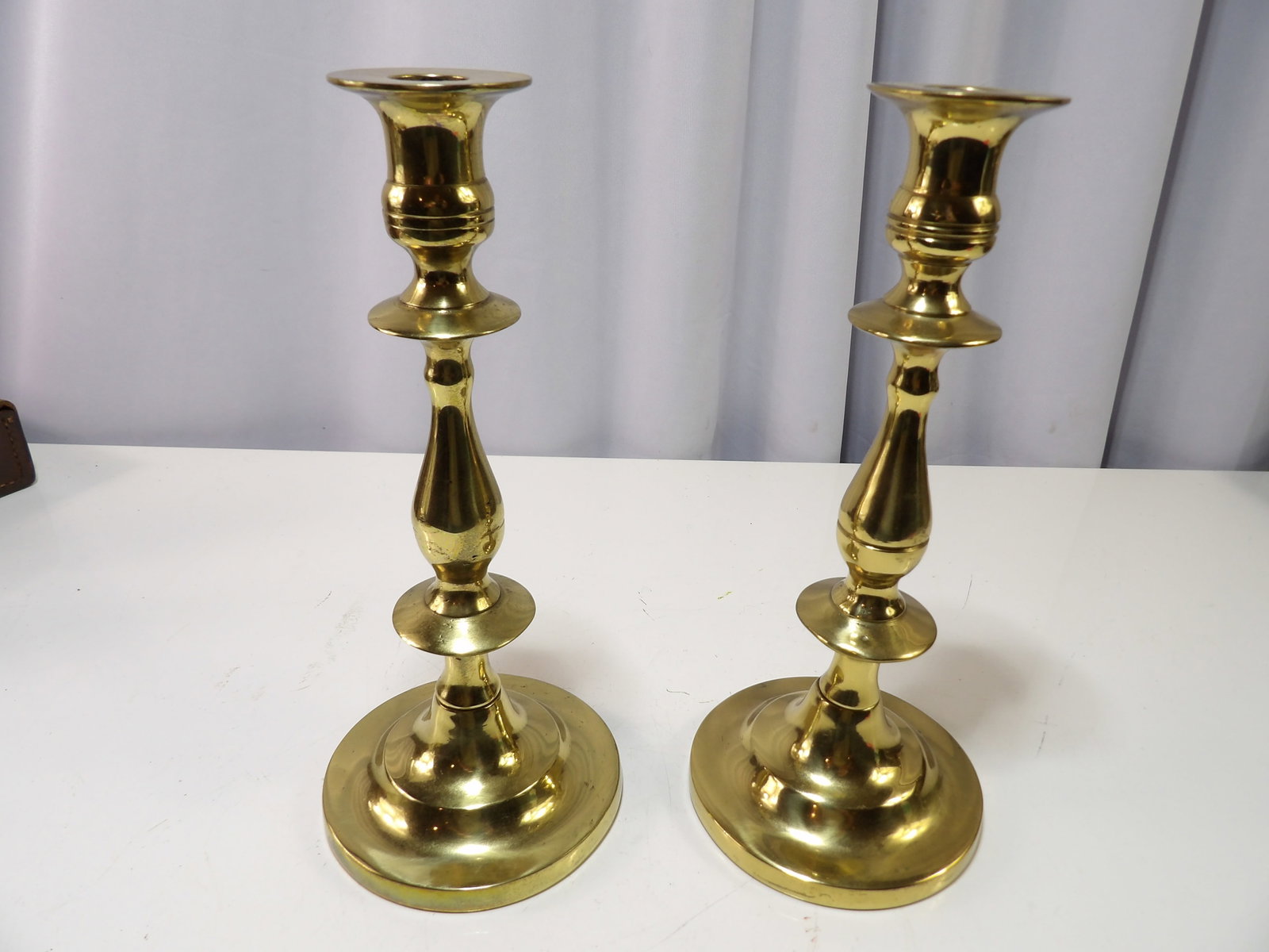Pair of Solid Brass Candlestick Holders (1 of 3)