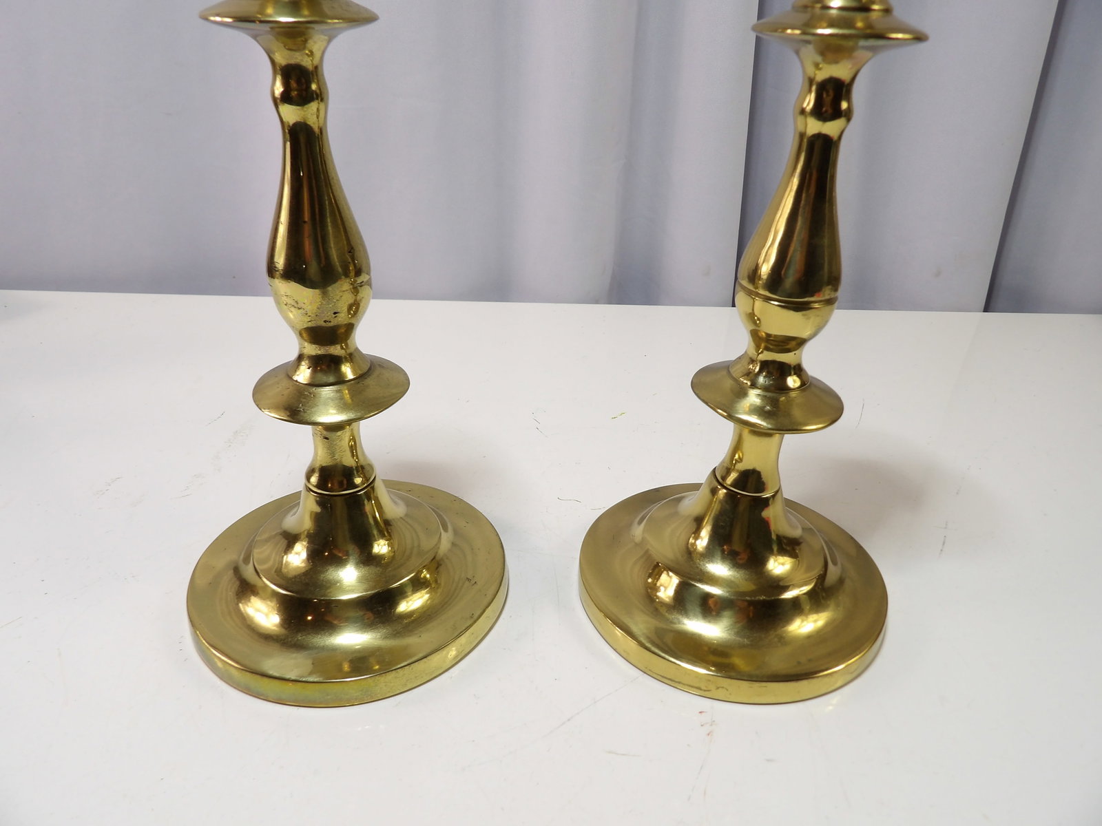 Pair of Solid Brass Candlestick Holders - 2