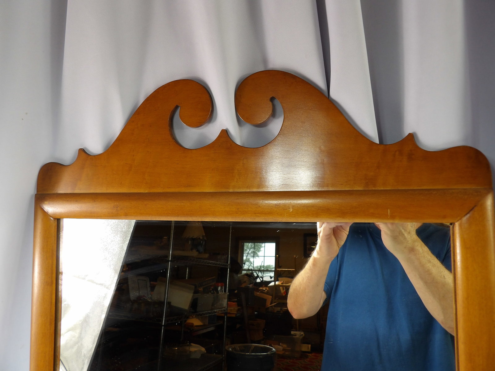 Maple Wall Mirror with Crested Top - 2
