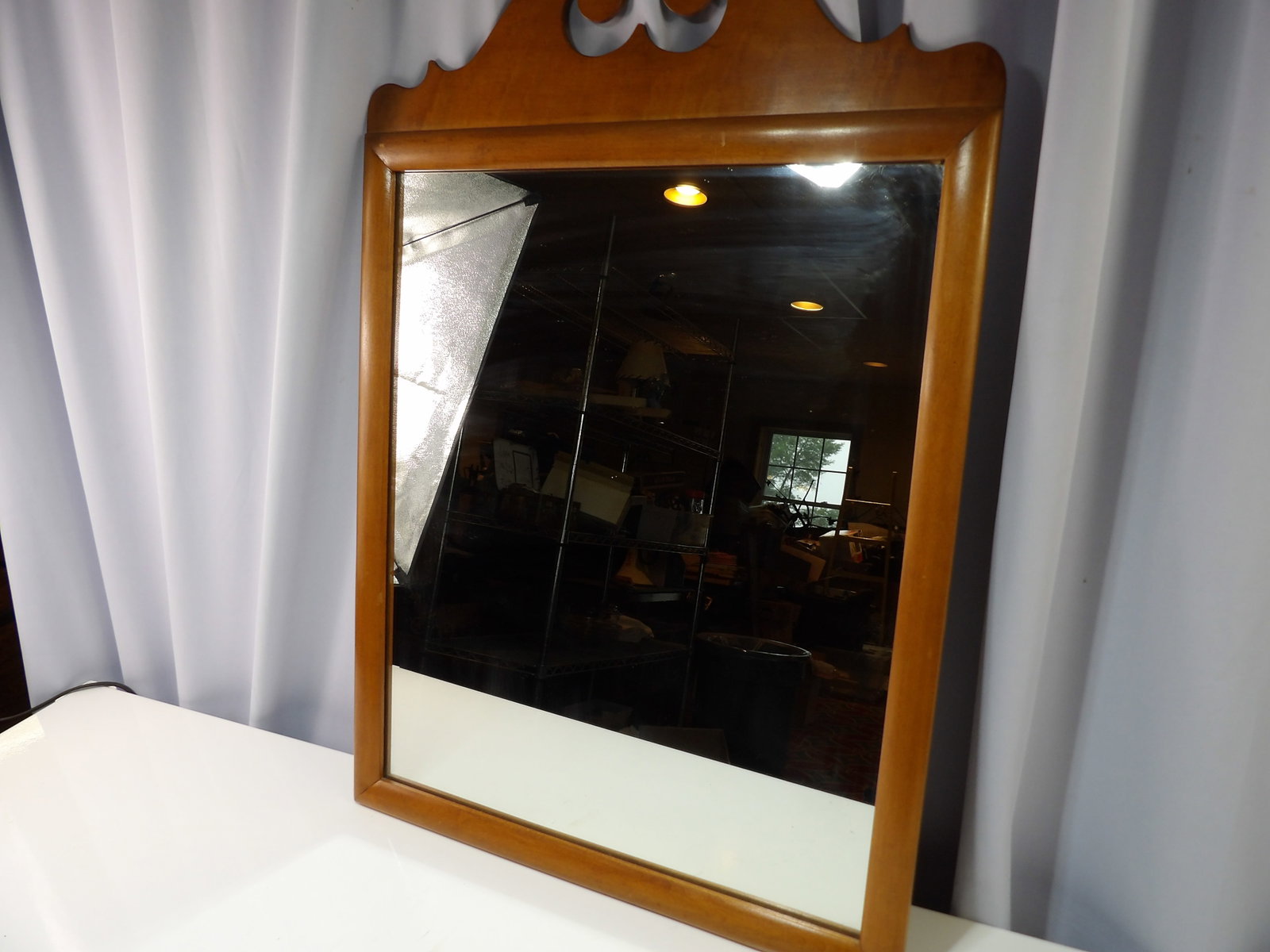 Maple Wall Mirror with Crested Top - 3