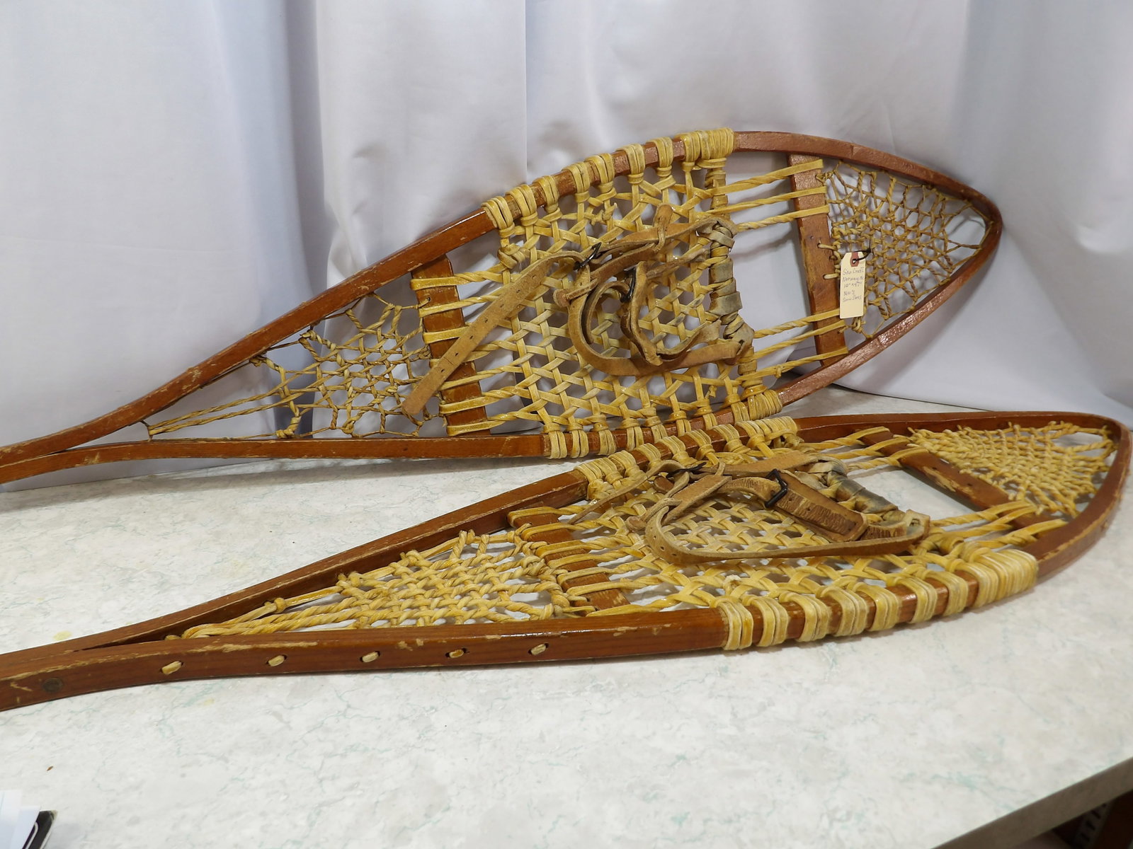 Pair of Men's Sno-Craft Snowshoes: Nice Pair of Sno-Craft Snowshoes. Norway, Maine. Men's Set, 12" x 47". All measurements approximate. Please see photos for condition and details. Selling as is from 04281.