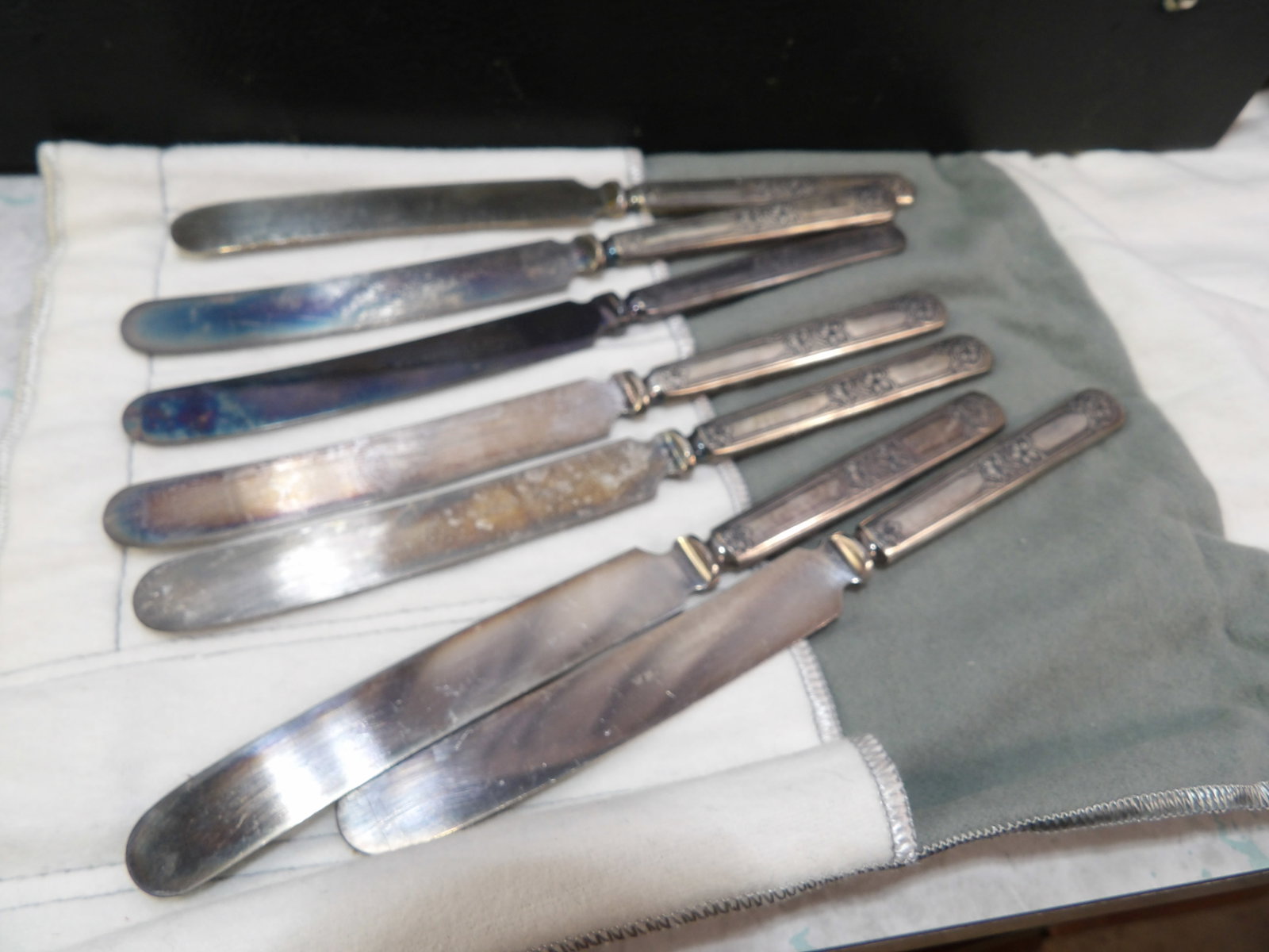 Vintage Flatware Set some coin silver: Vintage Flatware Set. Mixture of Coin Silver and Silver Plate. All measurements approximate. Please see photos for condition and details. Selling as is from 04281.