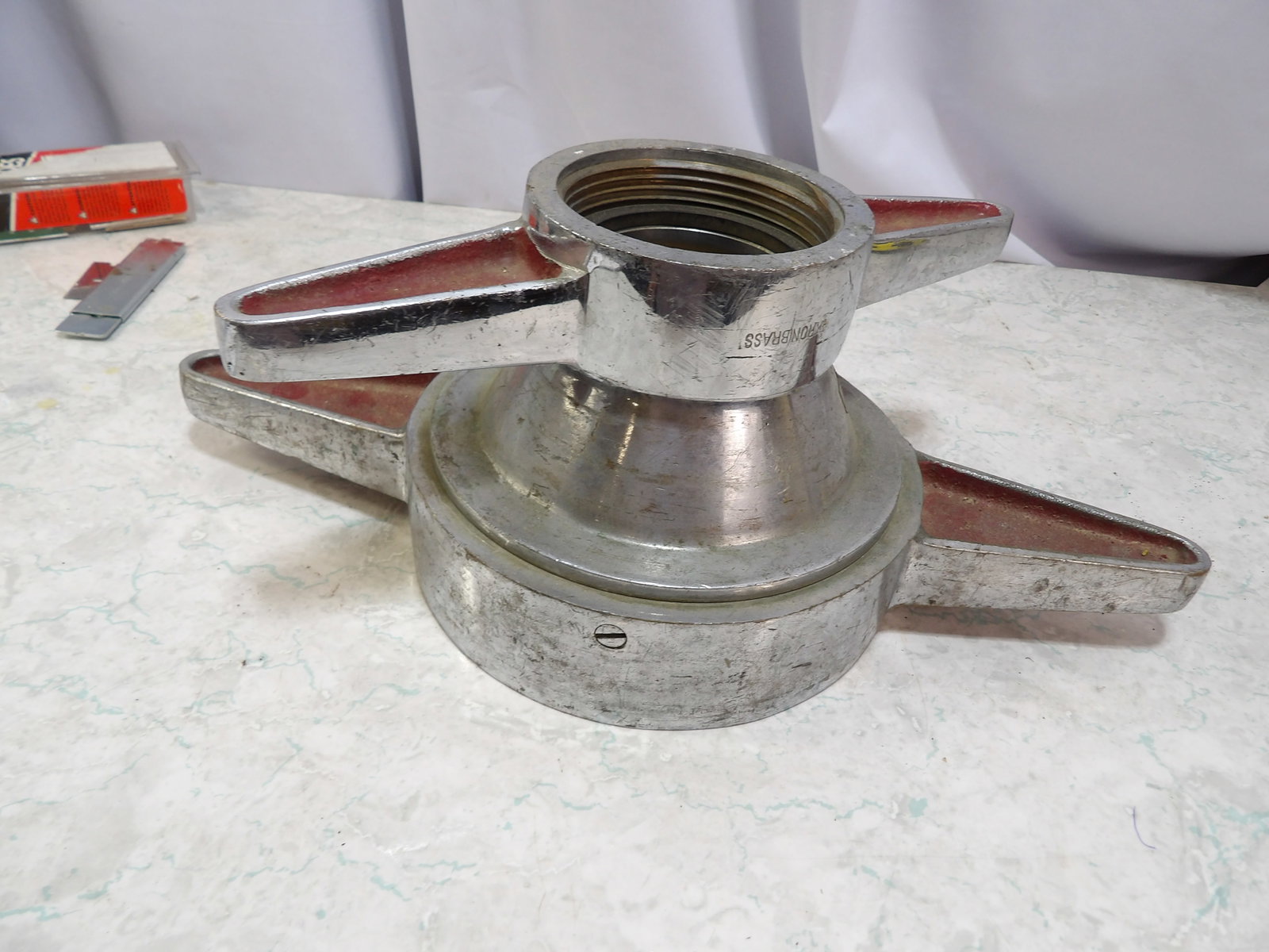 Fire Truck Swivel Spinner: Vintage Fire Truck Swivel Spinner. All measurements approximate. Please see photos for condition and details. Selling as is from 04281.