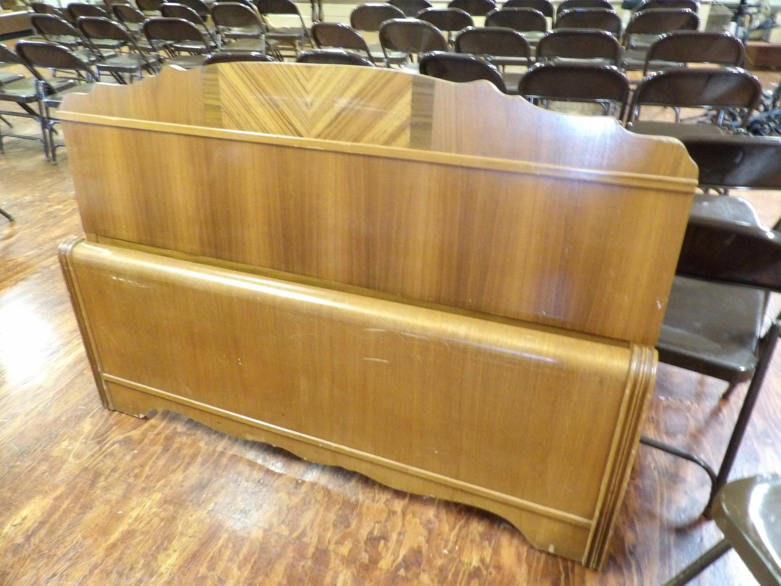 Art Deco Full Size Bed Frame- Complete: Vintage Art Deco Full Size Bed Frame with Waterfall Design. Complete. All measurements approximate. Please see photos for condition and details. Selling as is from 04281.