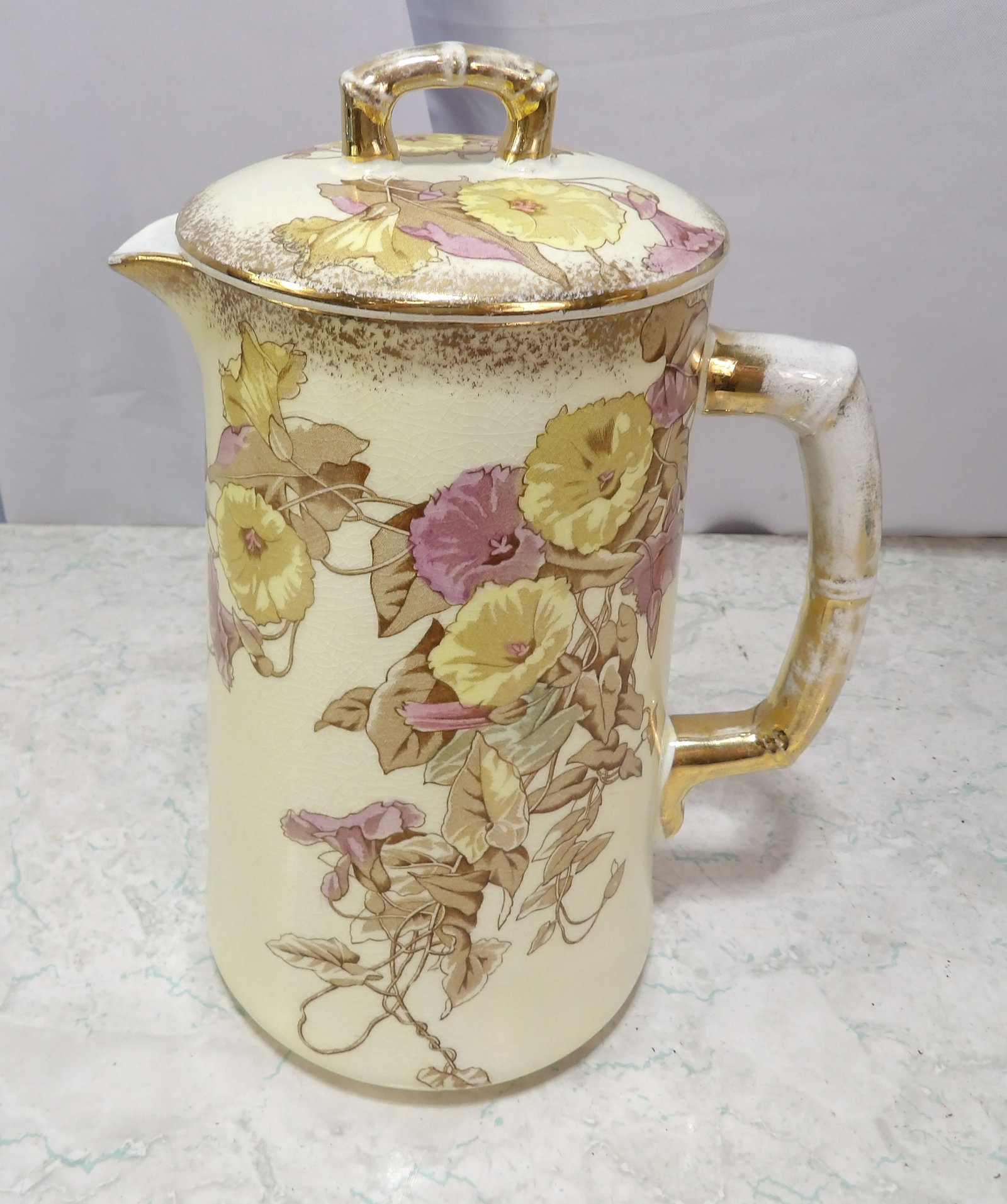 Antique Borroughs & Mountford Floral Porcelain Chocolate Pot: Antique B + M, Borroughs & Mountford Floral Porcelain Chocolate Pot. Along with LiveShip (handled by LiveAuctioneers), we also can have a local shipper package and ship your purchases. Just choose buy
