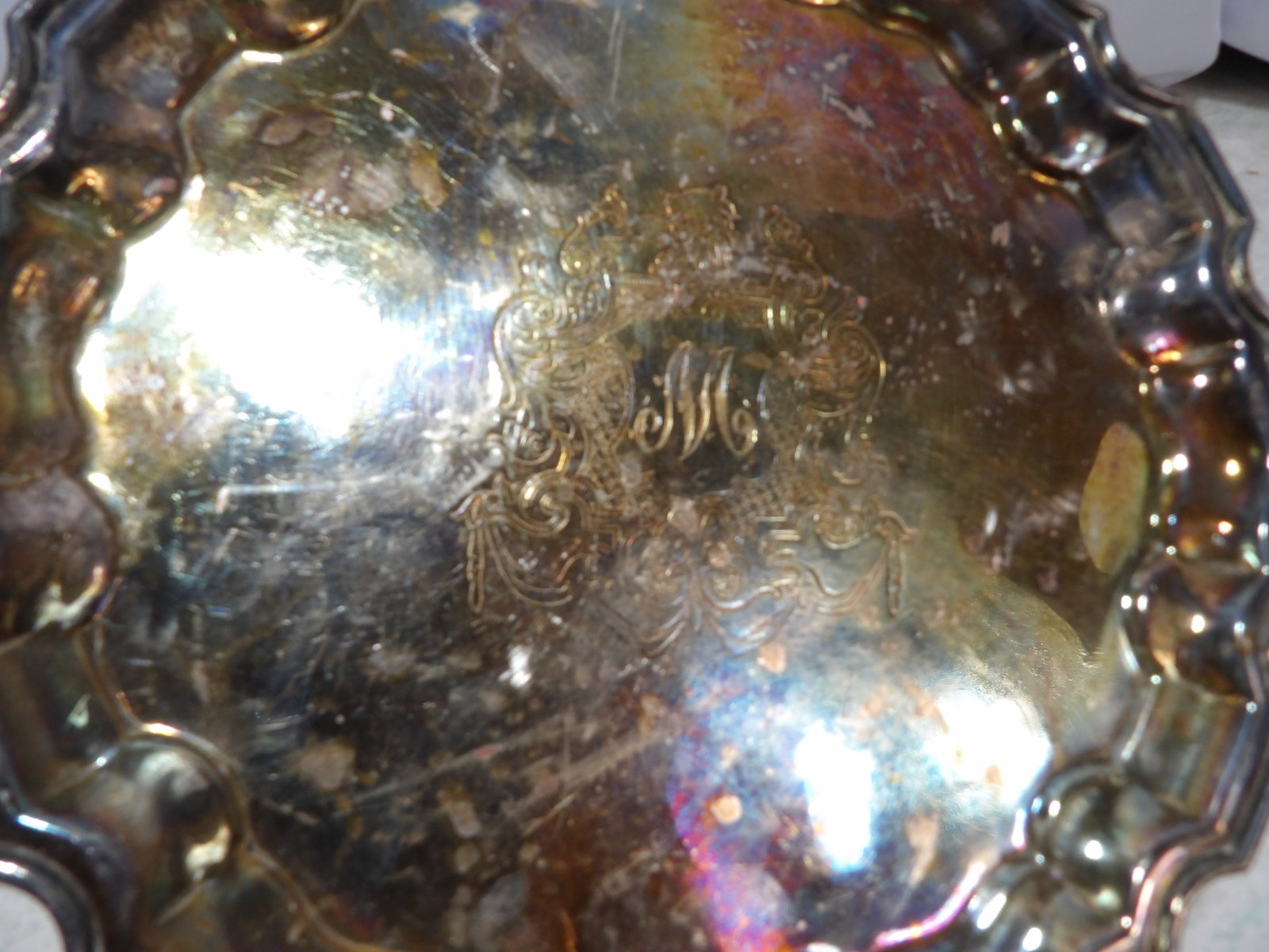 Silver Plated Scalloped Edge Serving Tray - 3