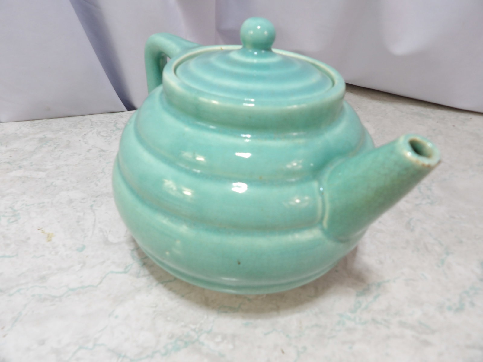 Jade Green Ringware Ceramic Tea Pot - 3