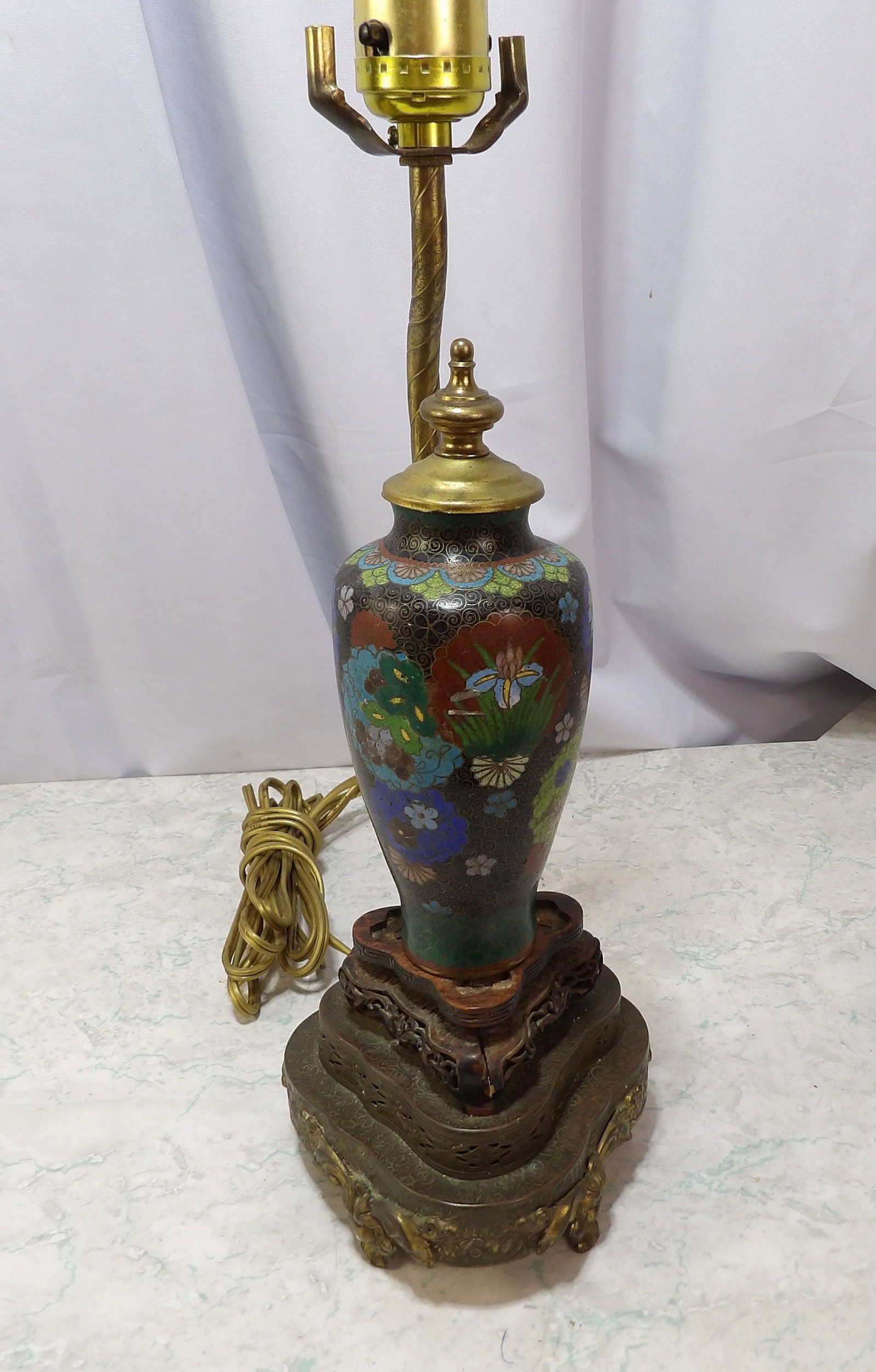 Vintage Chinese Enameled Ginger Jar Table Lamp (1 of 4)