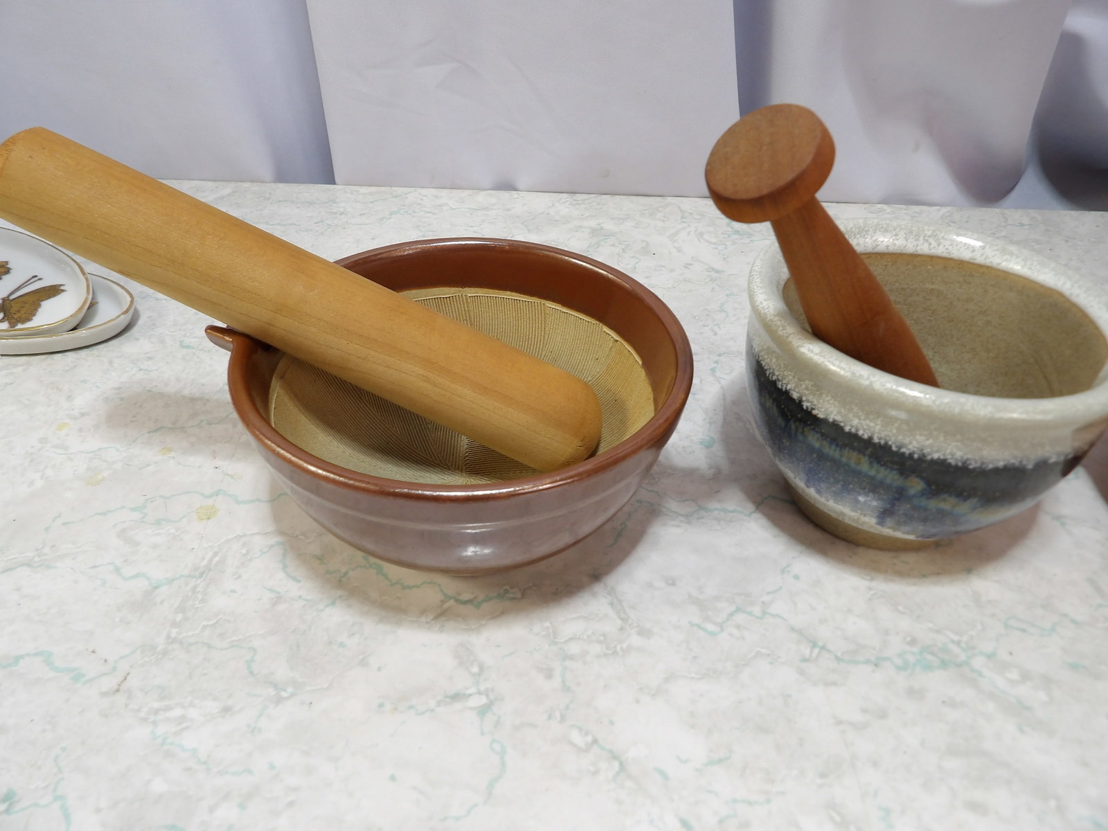 3 Assorted Ceramic Mortar and Pestle Sets - 3