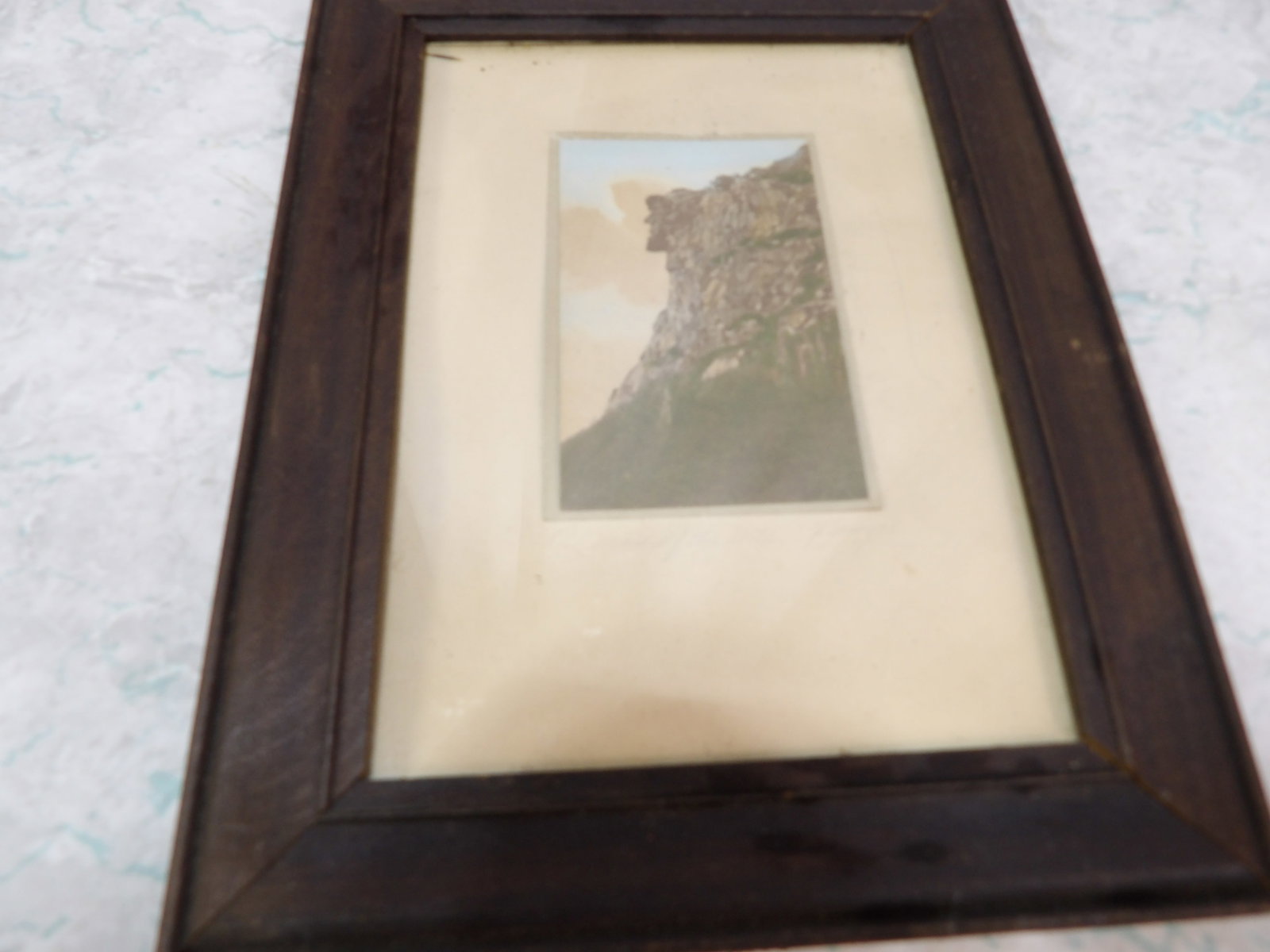 Hand Colored Photo of Old Man of the Mountain by Sawyer (1 of 3)