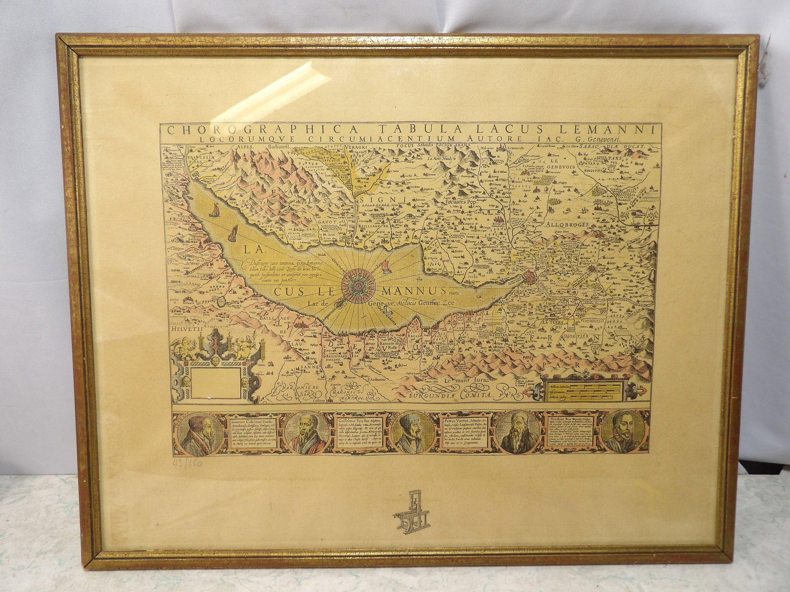 17th Century Chorographica Tabula Lacus Lemanni Map by Jodocus Hondius (1 of 3)