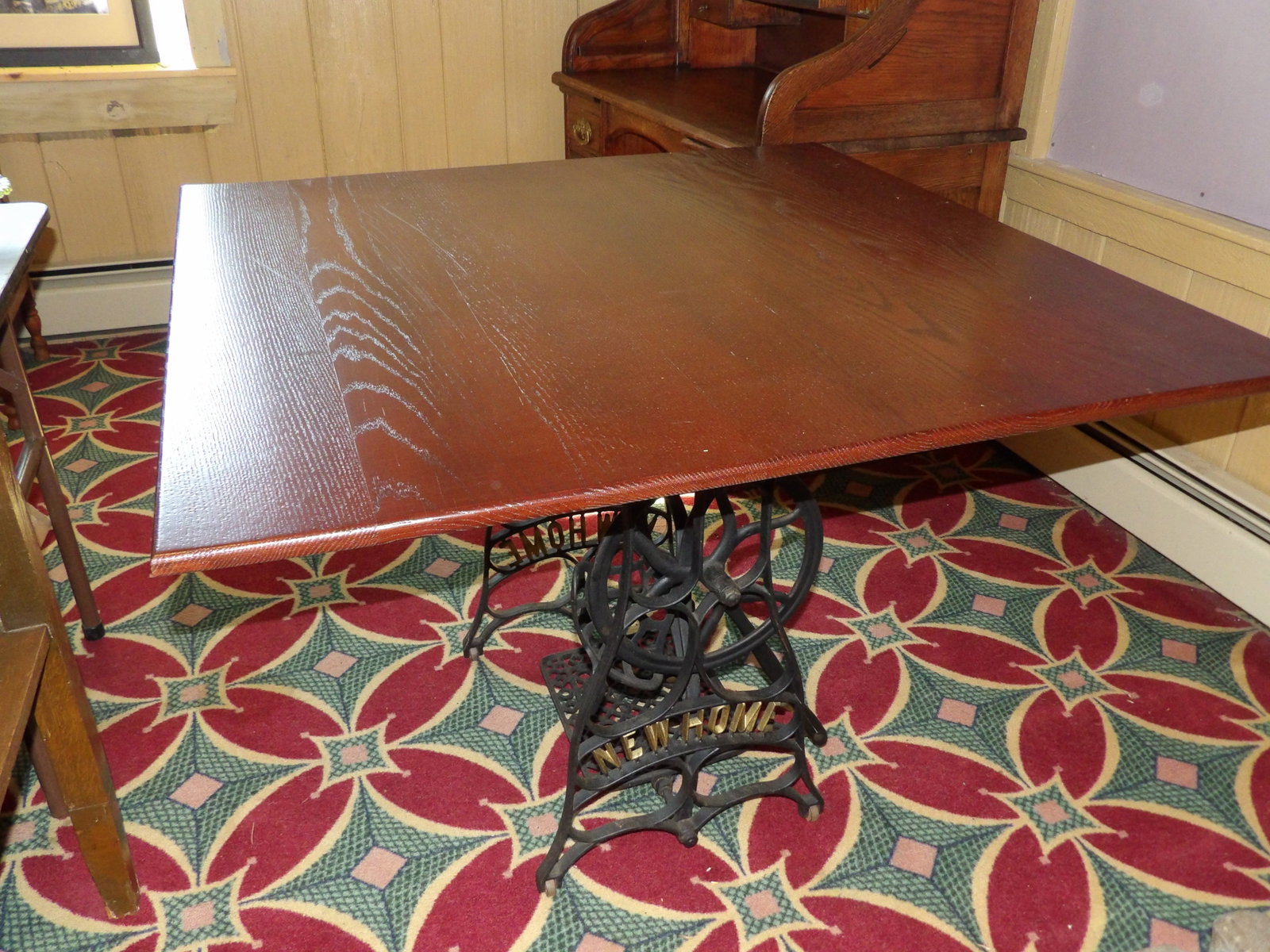 Upcycled Cast Iron Sewing Machine Base Table