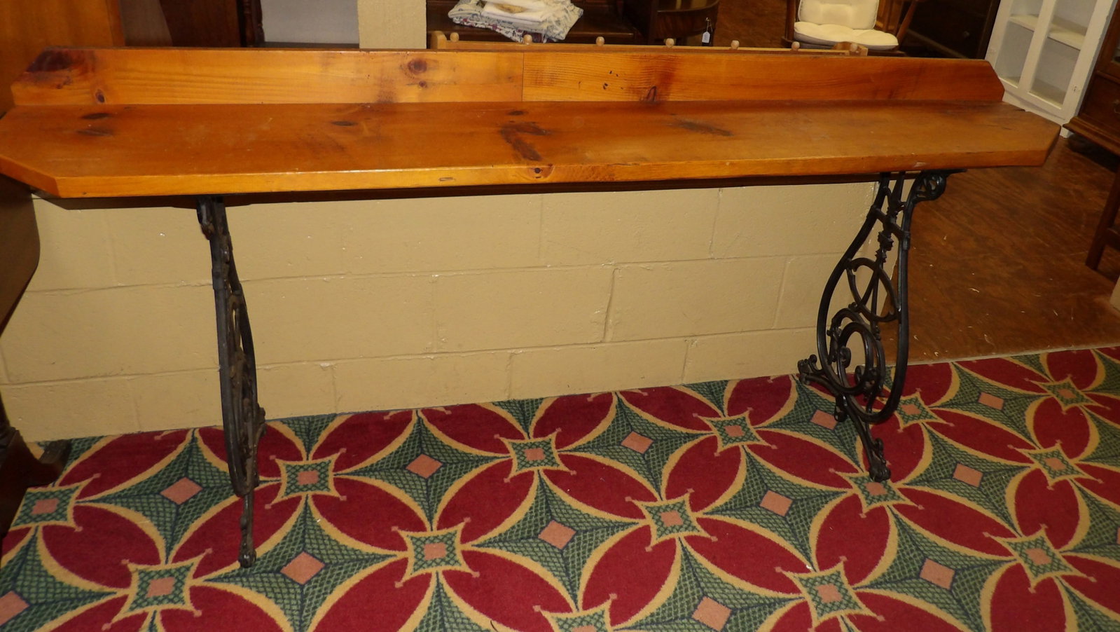 Console Table with Antique Sewing Machine Base - 3