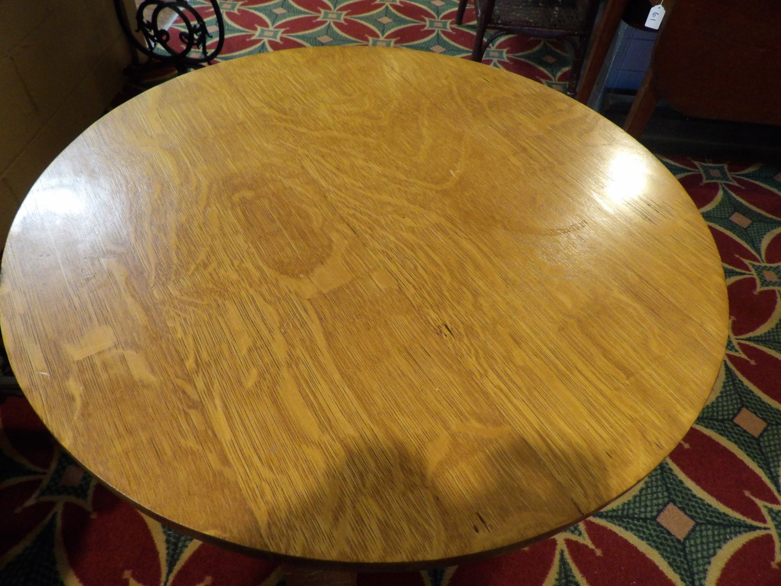 Mission Style Round Oak Side Table - 2