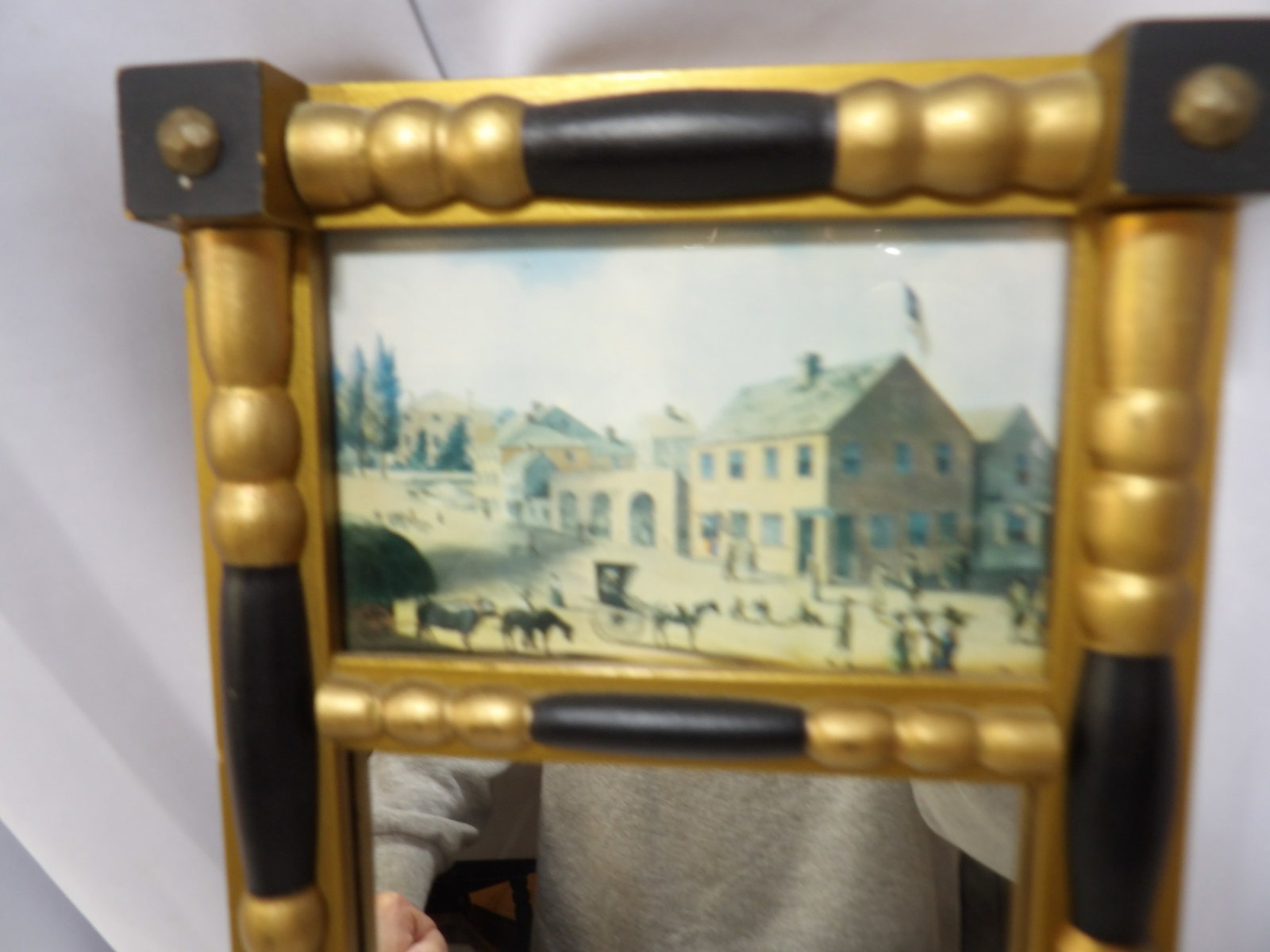 Federal Style Eglomise Split Column Mirror - 2