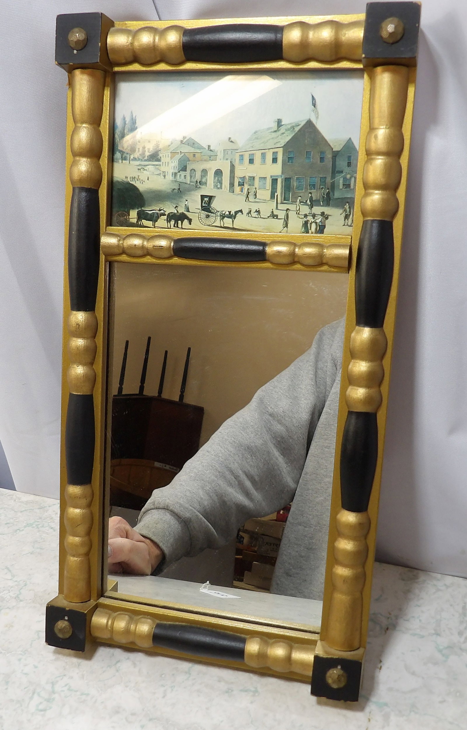 Federal Style Eglomise Split Column Mirror - 3