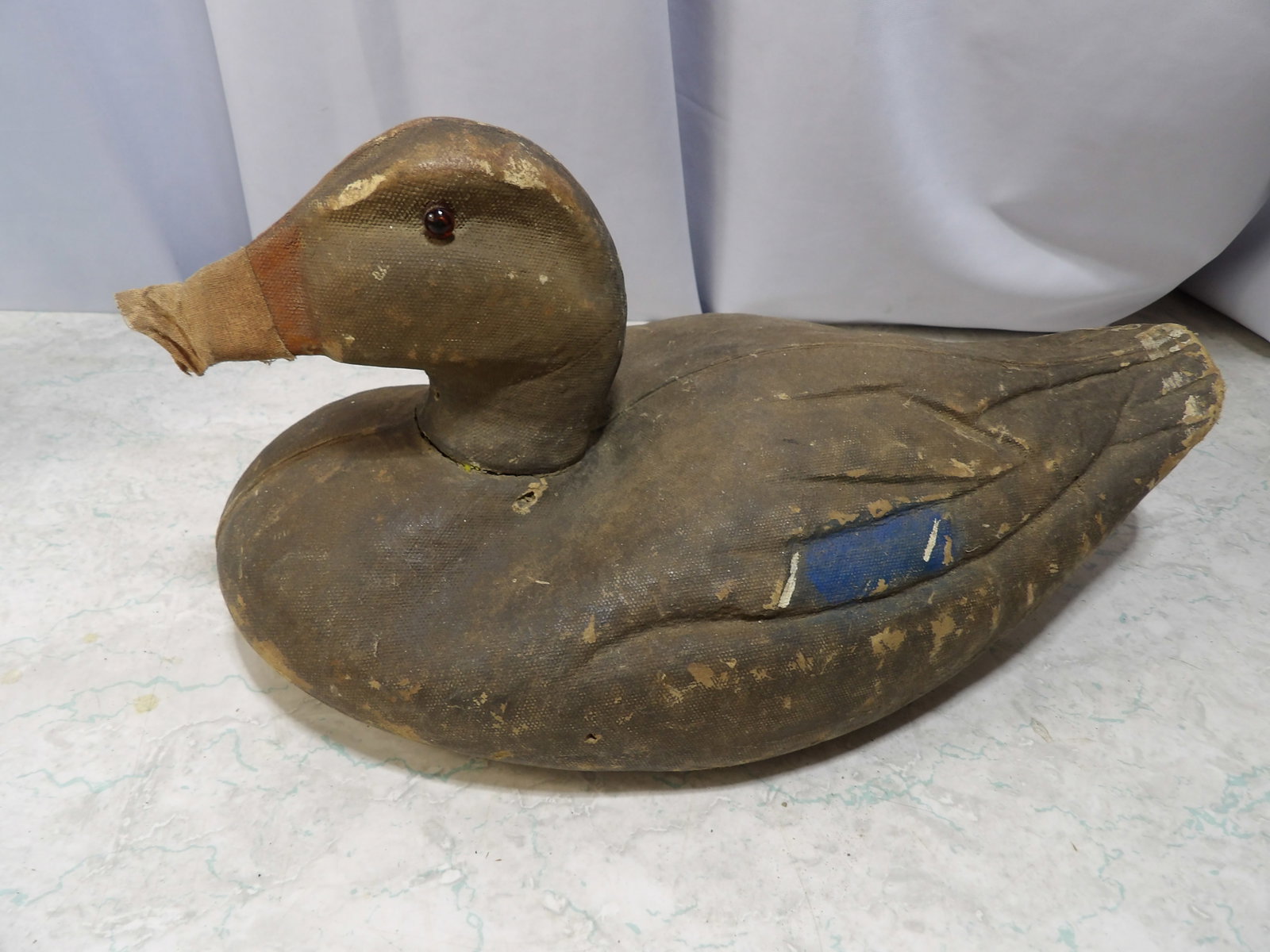 Fabric Covered Duck Decoy with Glass Eyes by J.C. Higgins (1 of 4)