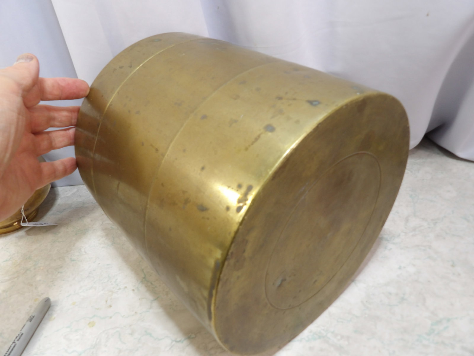 Cylindrical Bronze Cache Pot with Engraved Markings - 4