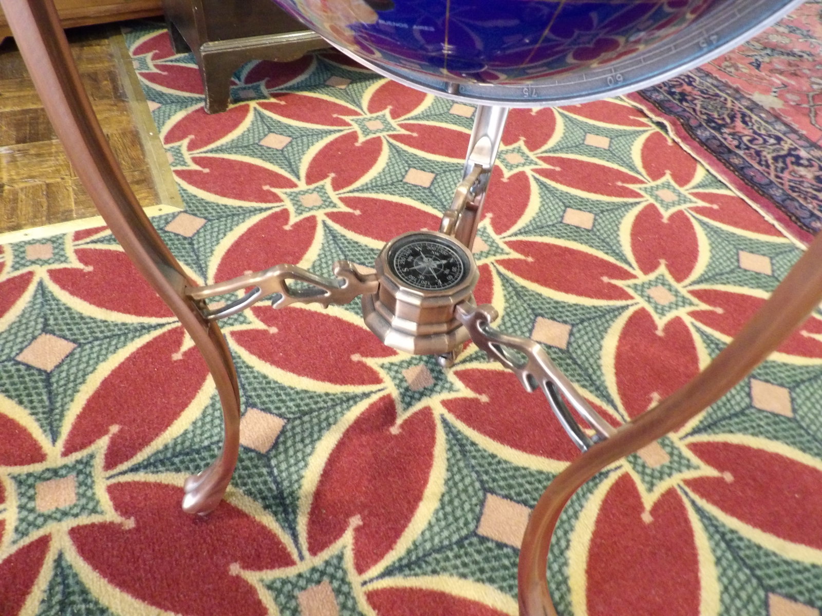 Gemstone World Globe on Copper Stand - 5