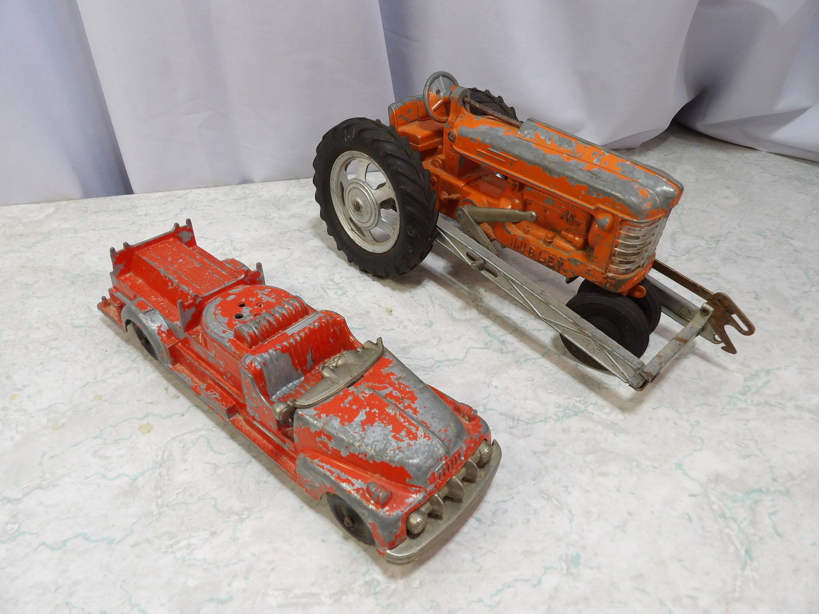 Hubley Tractor and Fire Engine Toy Set - 4