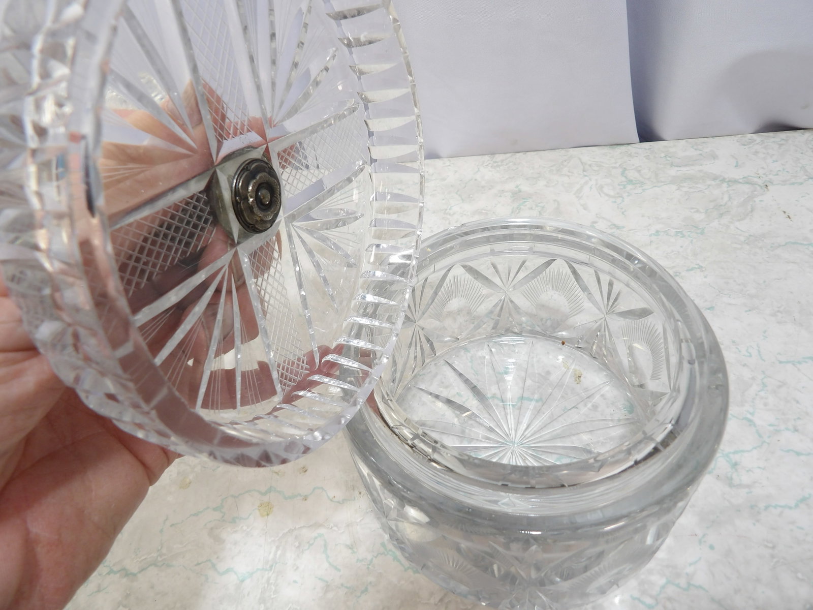 Cut Crystal Lidded Candy Bowl - 3
