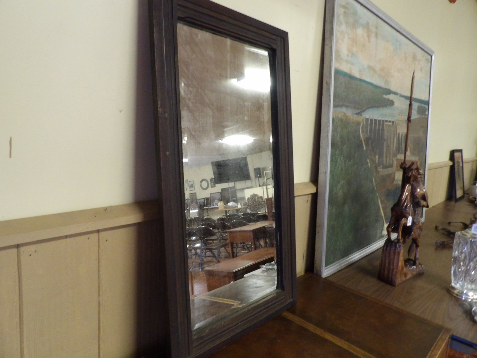 Rectangular Beveled Glass Vintage Wall Mirror - 3