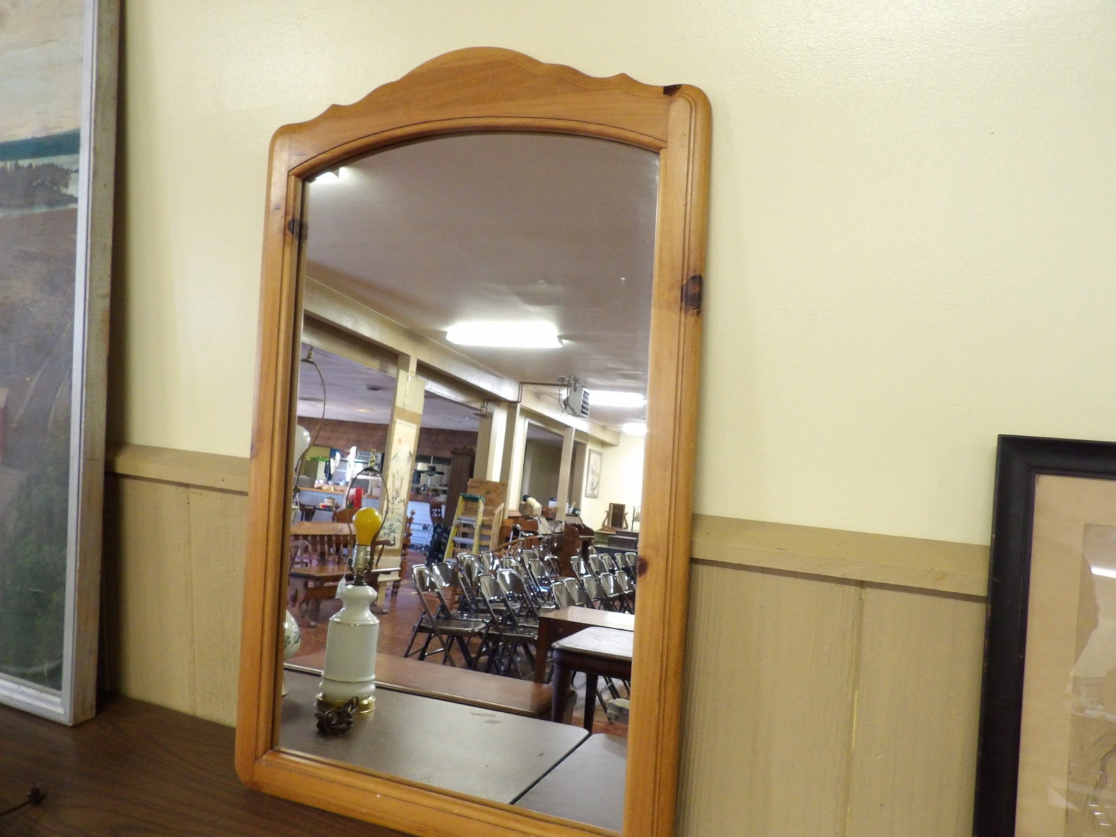 Arched Pine Wood Wall Mirror - 3