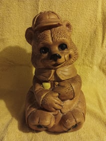Old Vintage Cookie Jar Smiling Bear 12" Tall By Deforest Of California